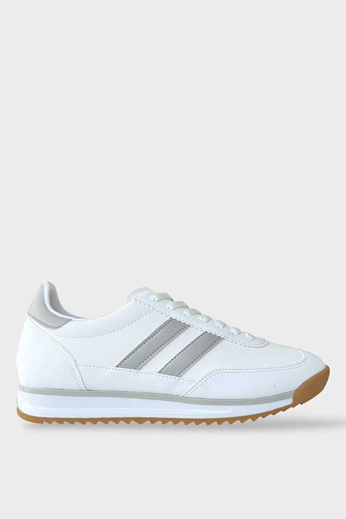 Erkek Cilt Günlük Rahat Spor Ayakkabı  BEYAZ - GRİ