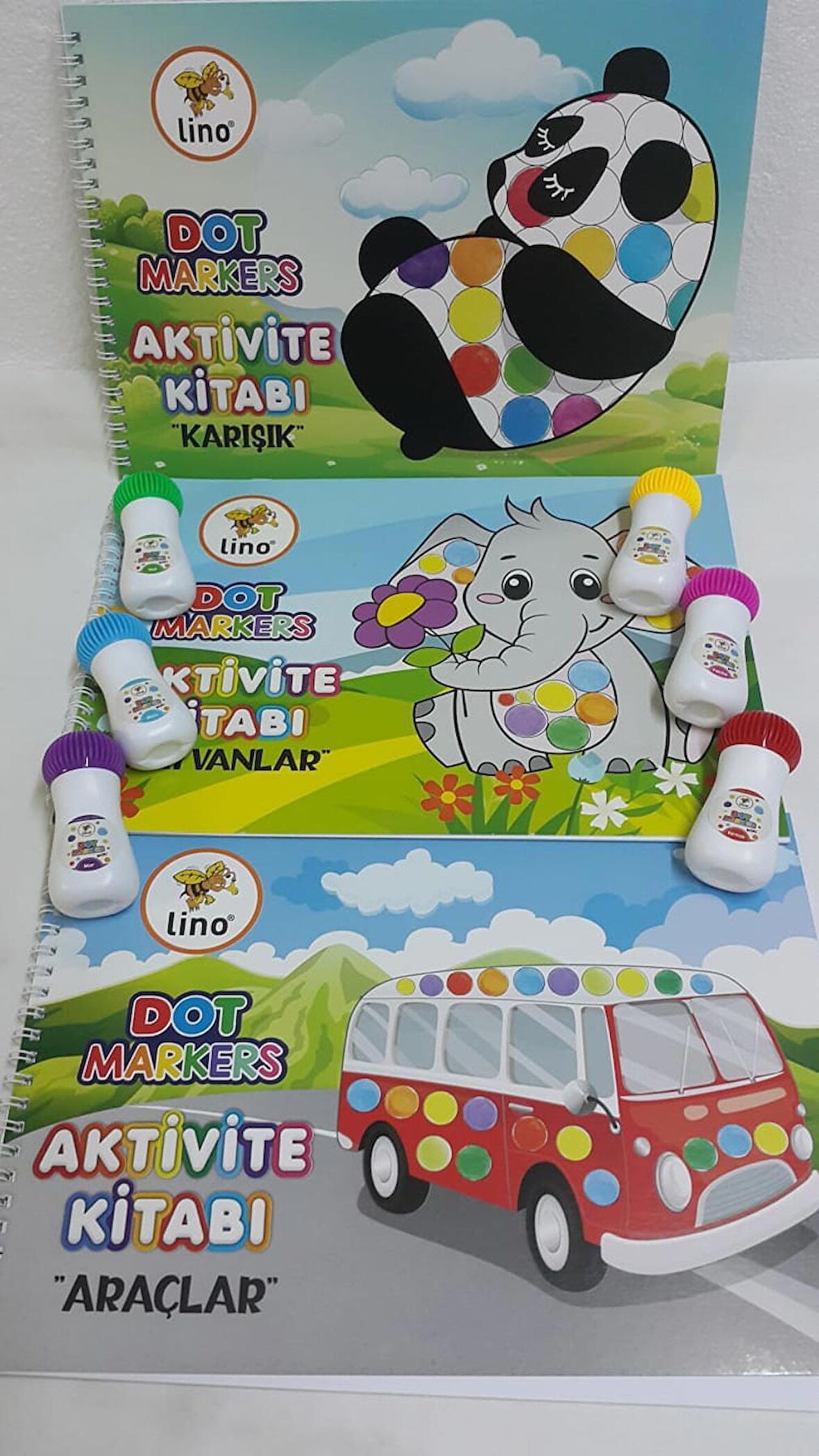 Mini Dot Markers 6’lı Yıkanabilir Kalem ve 3’lü  Boya Kitabı