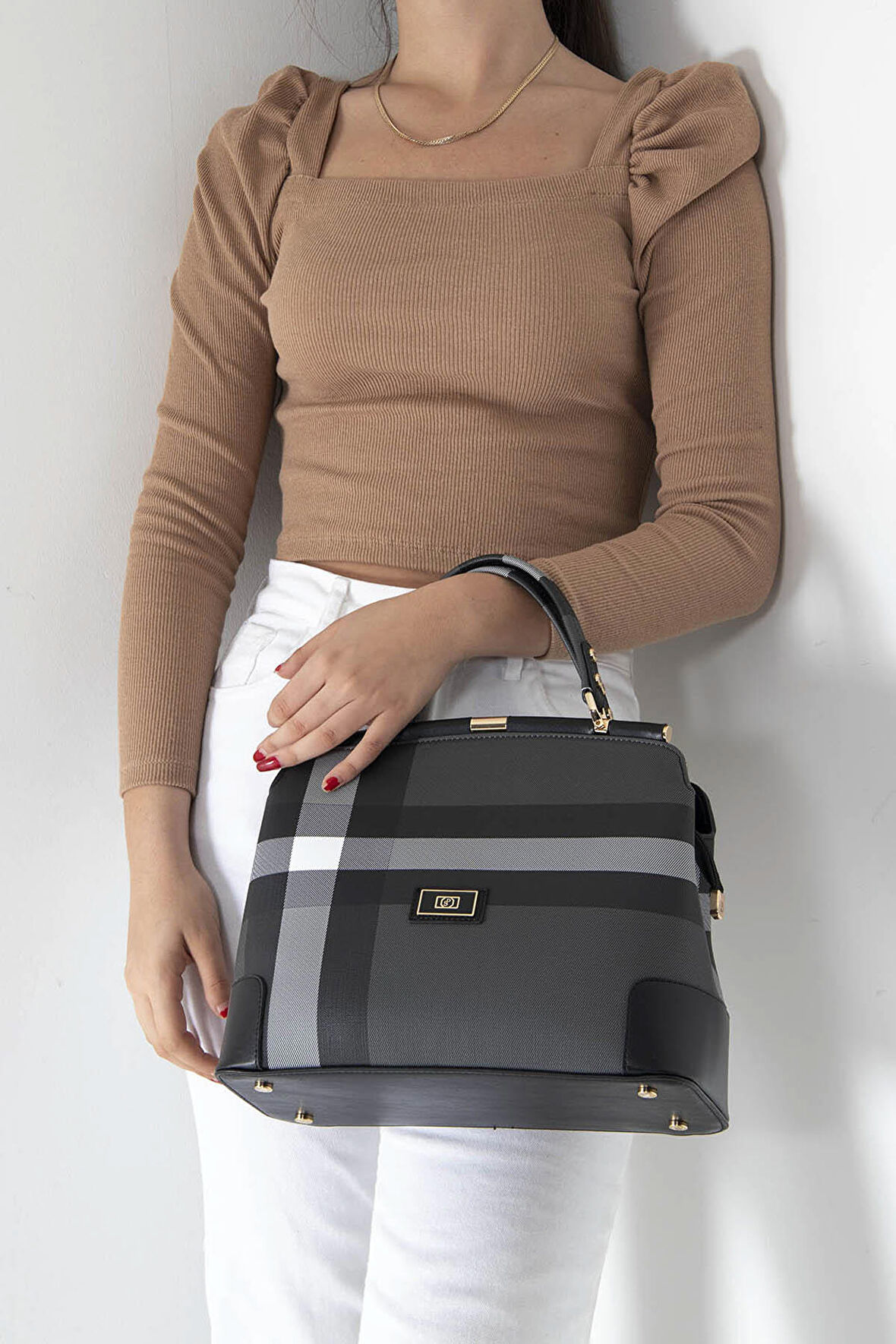 Kadın Omuz Çantası 706-33743 SİLVER POLO Kadın ÇANTASI M129 SİYAH-MAT SİYAH