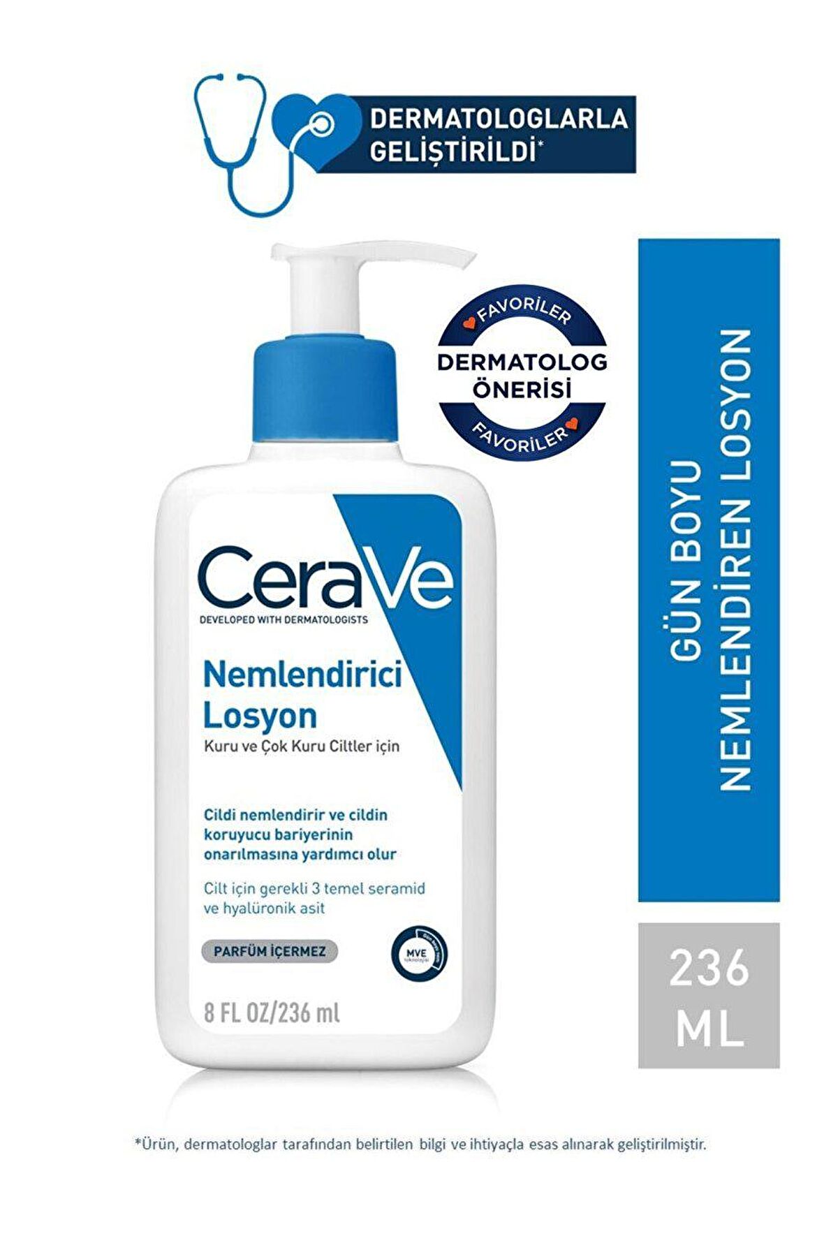 Cerave Kuru Ciltler İçin Hyalüronik Asitli Su Bazlı Yağsız Nemlendirici Yüz Bakım Losyonu 236 ml