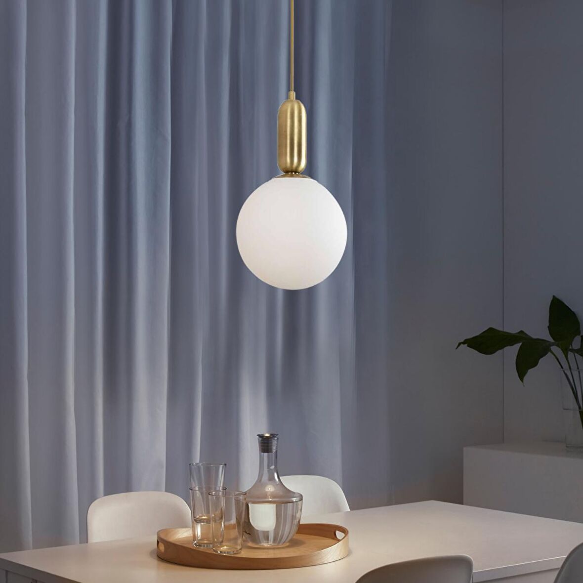 Arlo Tekli Eskitme Camlı Sarkıt -Led Ampul  Dahil Modern Koridor Mutfak Salon Sarkıt Avize