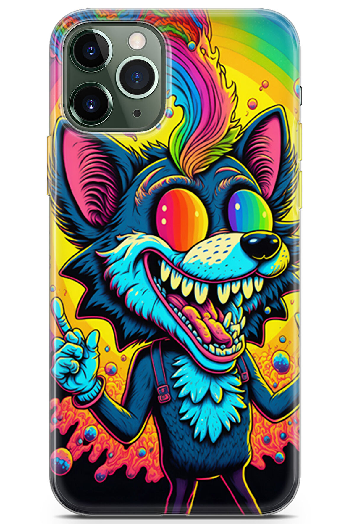 Apple iPhone 11 Pro Max uyumlu Renkler 16 HD Desenli Renkli Kurt Vector