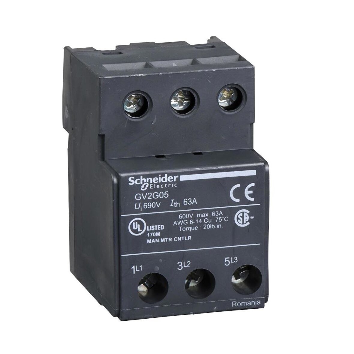 Schneider,TeSys GV2, TeSys D ve TeSys U - terminal bloğu,GV2G05