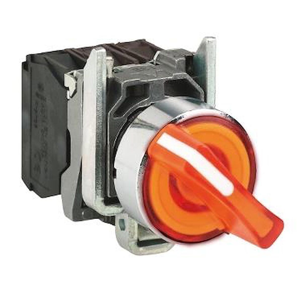 XB4BK125B5, turuncu eksiksiz ışıklı mandal buton Ø22 2 konumlu sabit 1NA+1NK 24V