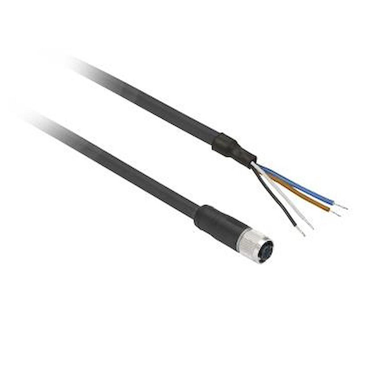 Schneider Telemecanique XZCPV1141L2, hazır kablolu konnektörler XZ - düz dişi - M12 - 4 pim - kablo PVC 2m