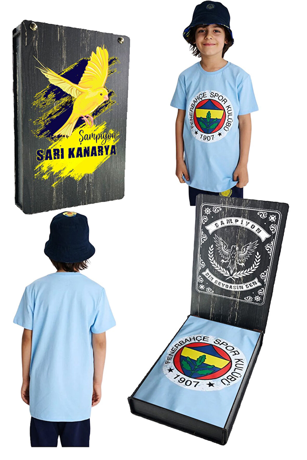 Fenerbahçe Orijinal Lisanslı UV Baskılı Renkli Logo Sıfır Yaka Çocuk T-Shirt 