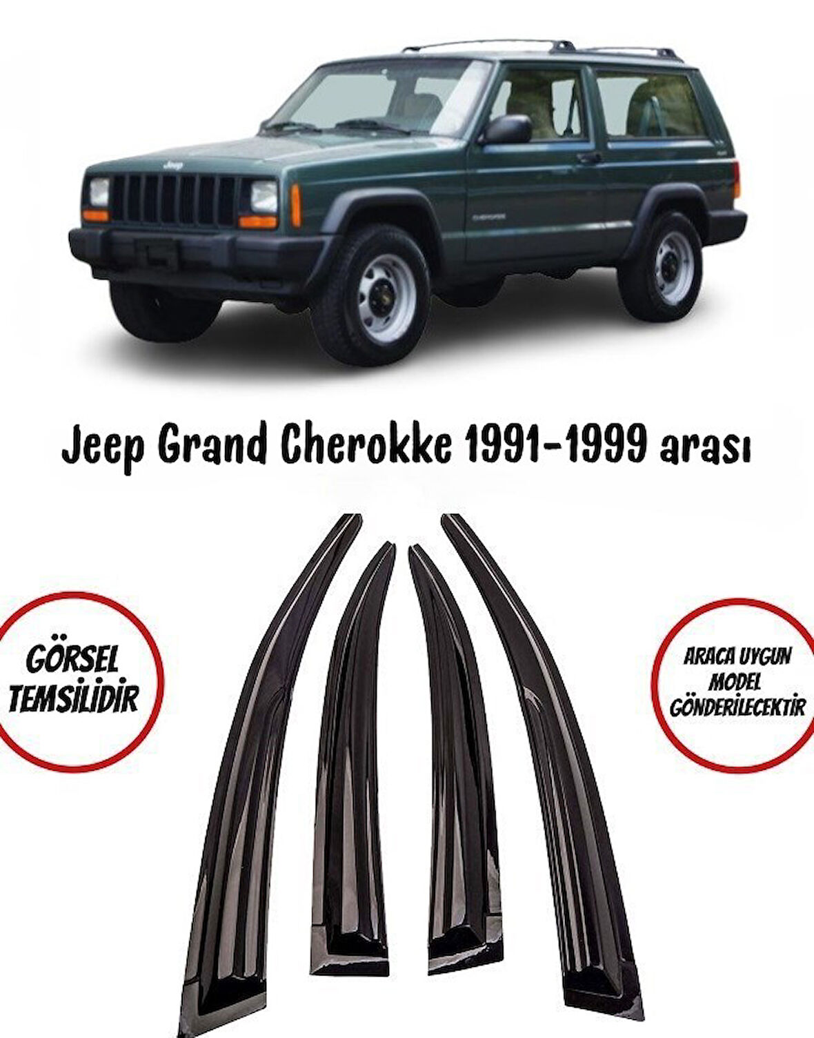 Jeep Grand Cherokee Cam Rüzgarlığı 1991-1999 Arası 4lü Takım