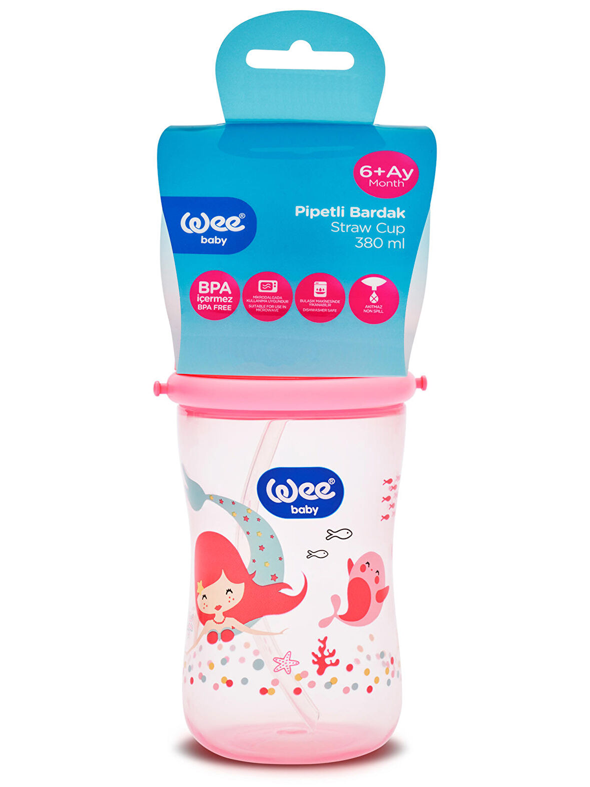 Wee Baby PP Pipetli Bardak 380 ml Pembe