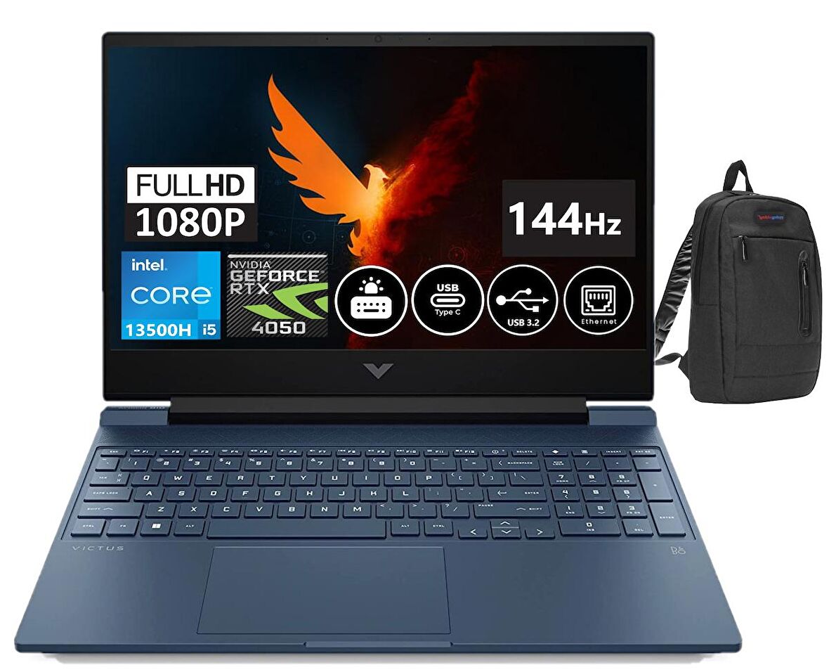 HP Victus Gaming 15-FA1033NT 13.Nesil i5-13500H 16GB 1tb SSD 6GB RTX4050 15.6 Inç FHD 144 Hz Windows11Home Taşınabilir Bilgisayar HP7N9V2EA11+ZettaÇanta