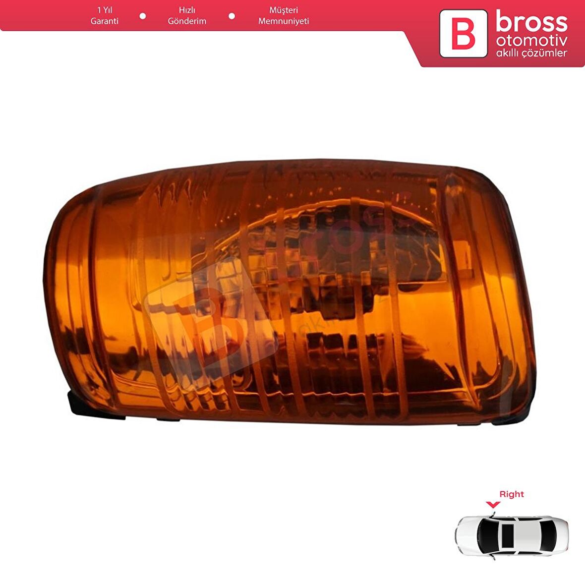 Ford Transit MK8 T18 V363 2013-On 1847390 İçin Yan Ayna Sinyali Turuncu Sağ 