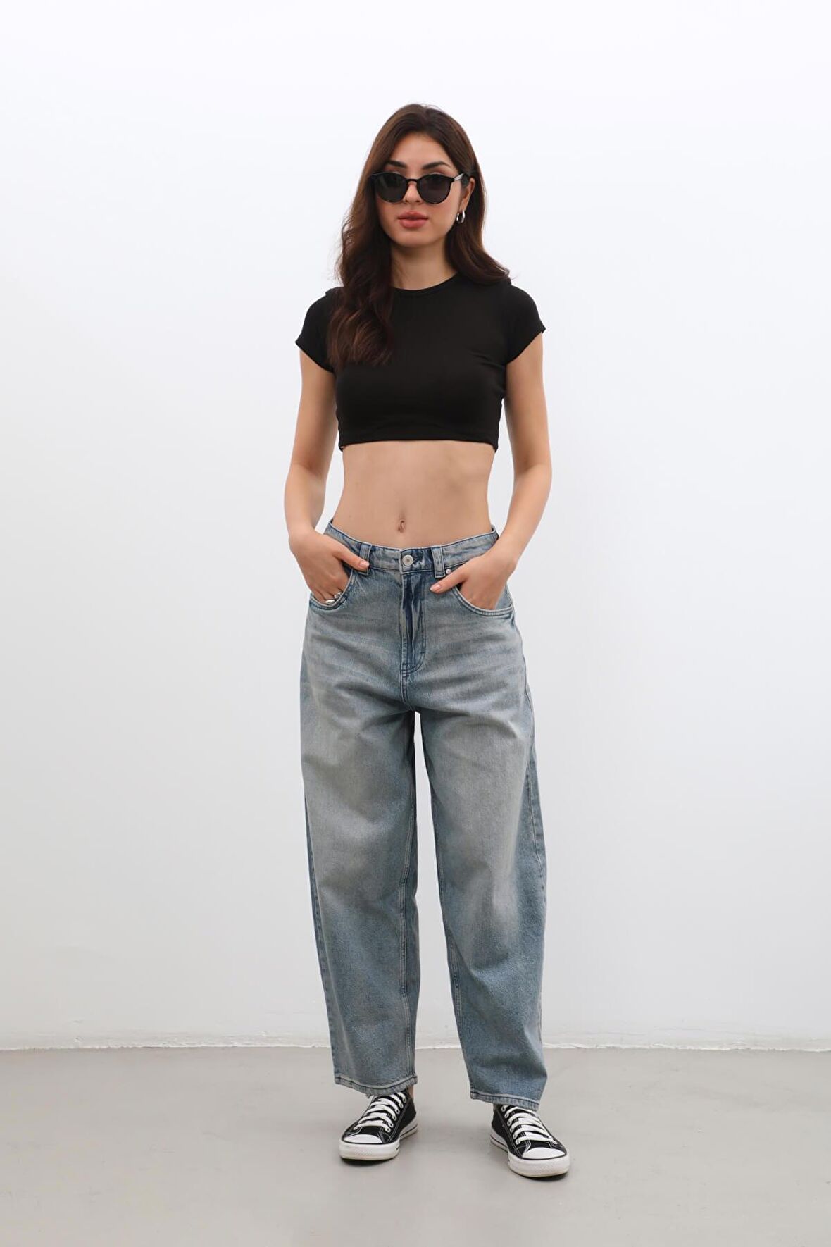 Kadın Yüksek Bel Skater Fit Jean Pantolon Tint