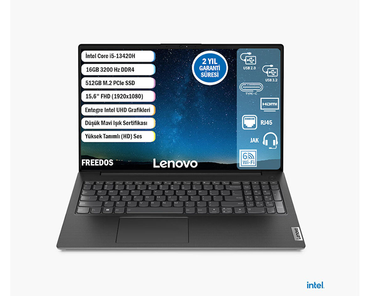LENOVO V15 G4 i5-13420H 16 GB 512 GB SSD 15.6" FHD FREEDOS 83A1008XTR+165