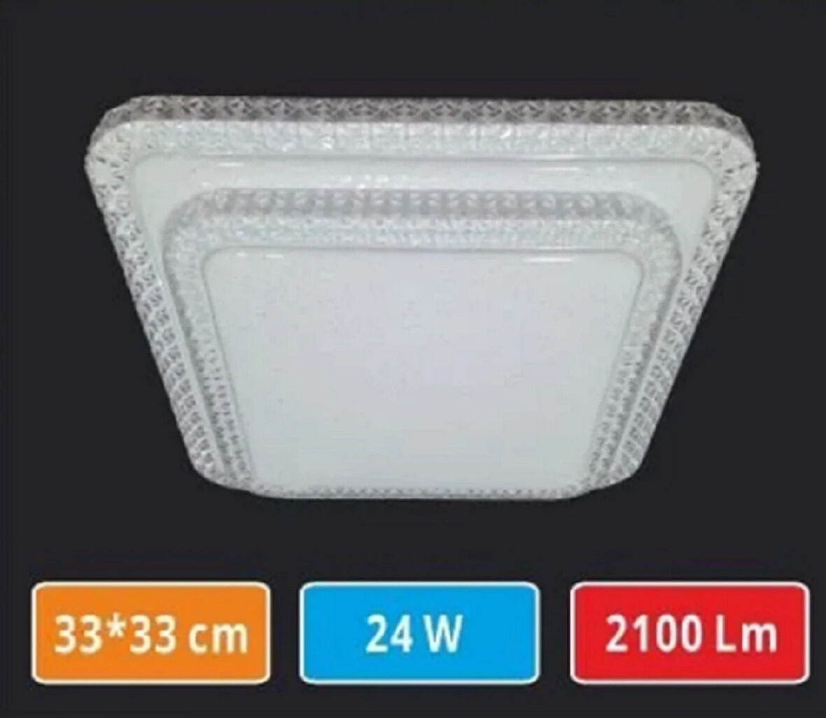 33×33 Led Panel Çift Kristal Kapak 24w Sıva Üstü Şık Kaliteli Ürün