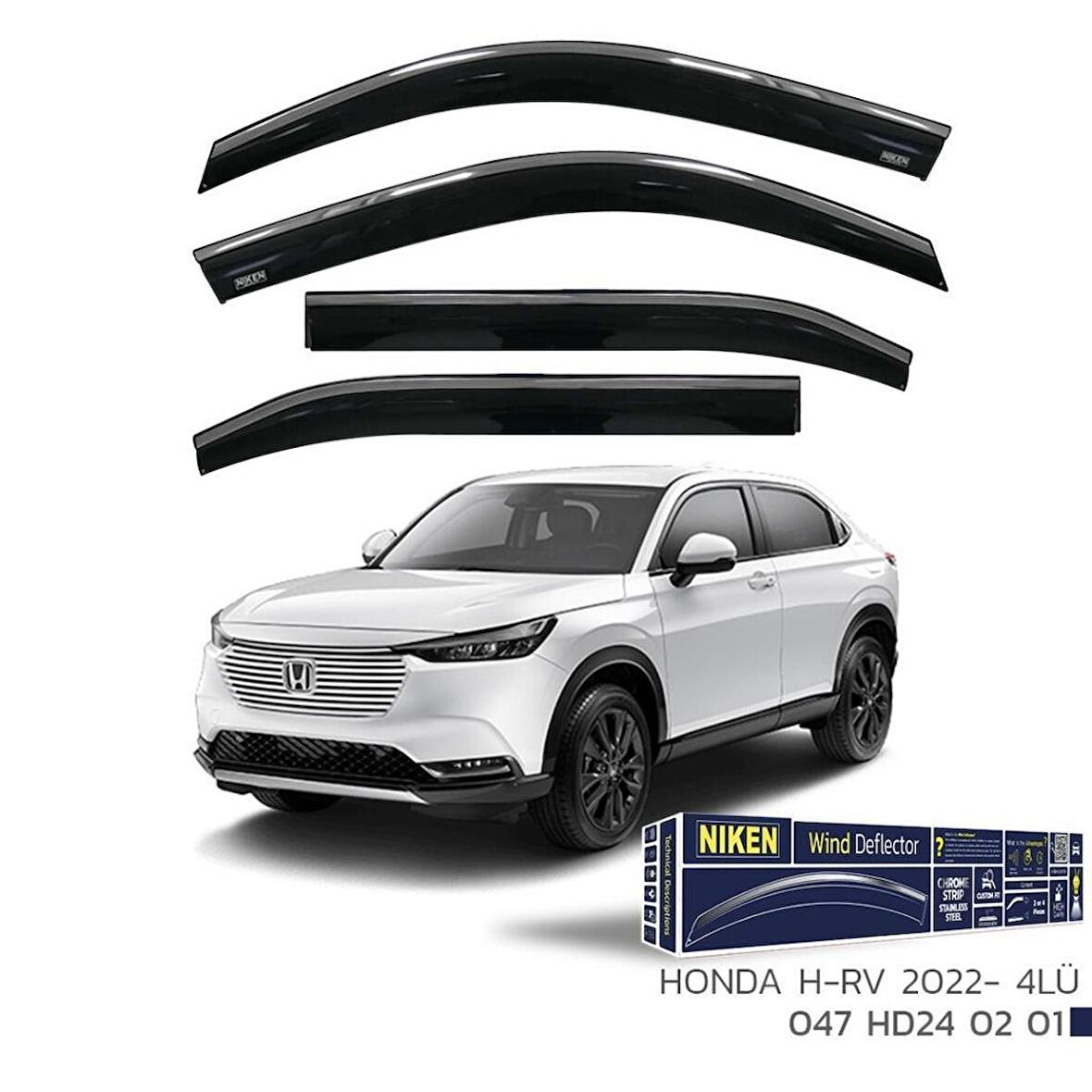 Honda HR V Niken Kromlu Cam Rüzgarlığı 4lü Set 2022 2023