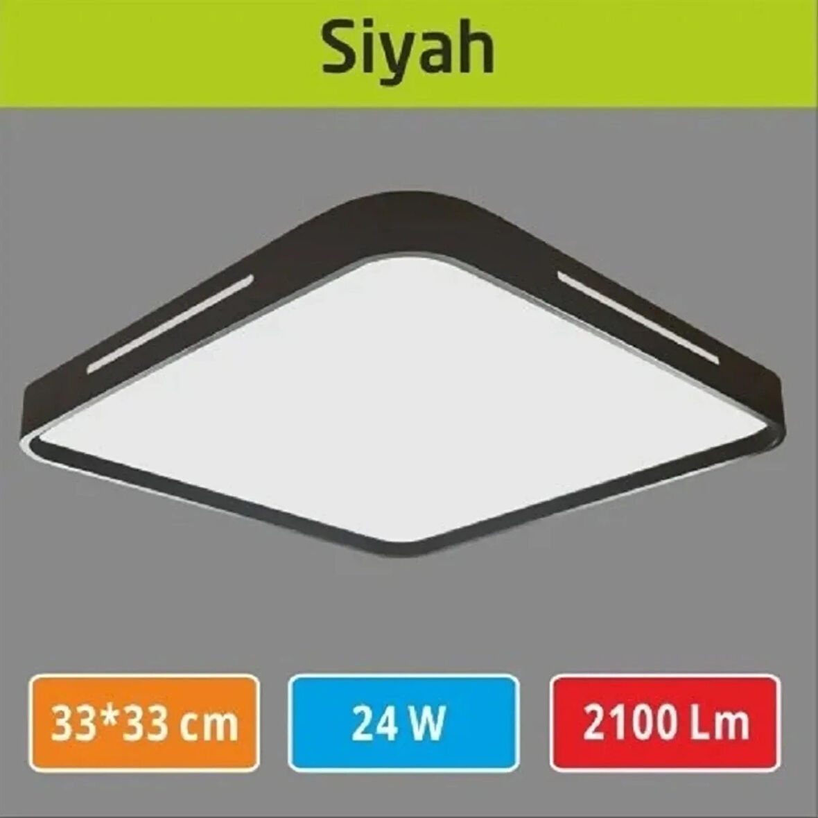 33×33 Led Panel Dekoratif Siyah Kapak 24w Sıva Üstü Şık Kaliteli Ürün