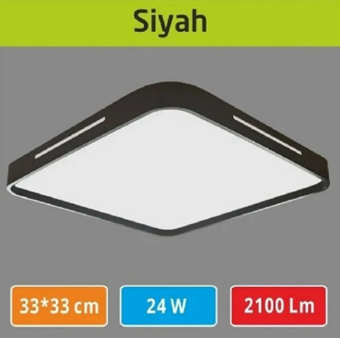 33×33 Led Panel Siyah Kapak 24w Sıva Üstü Şık Kaliteli Ürün