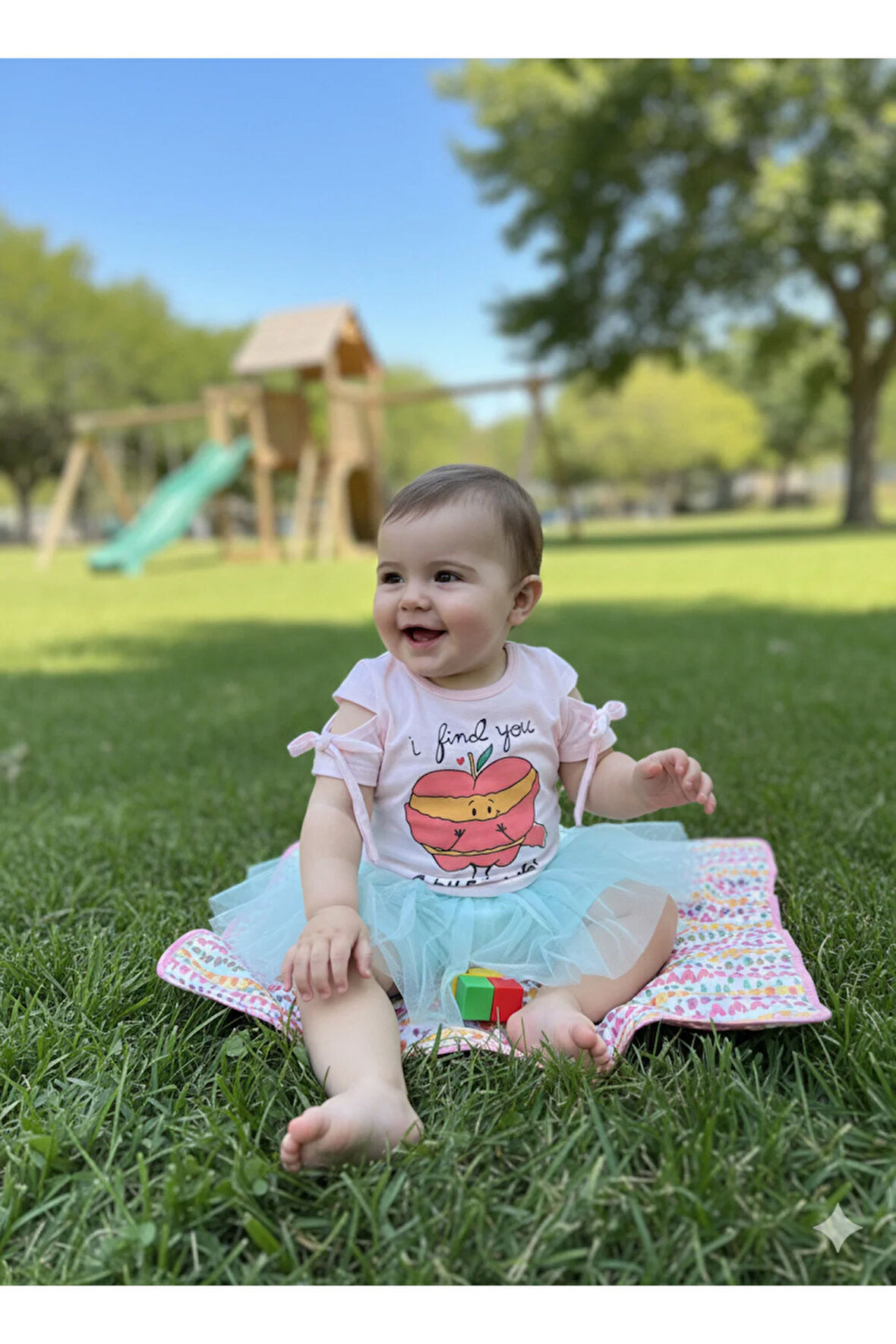 Kız Bebek Şortlu Takım Pamuklu, Tütülü