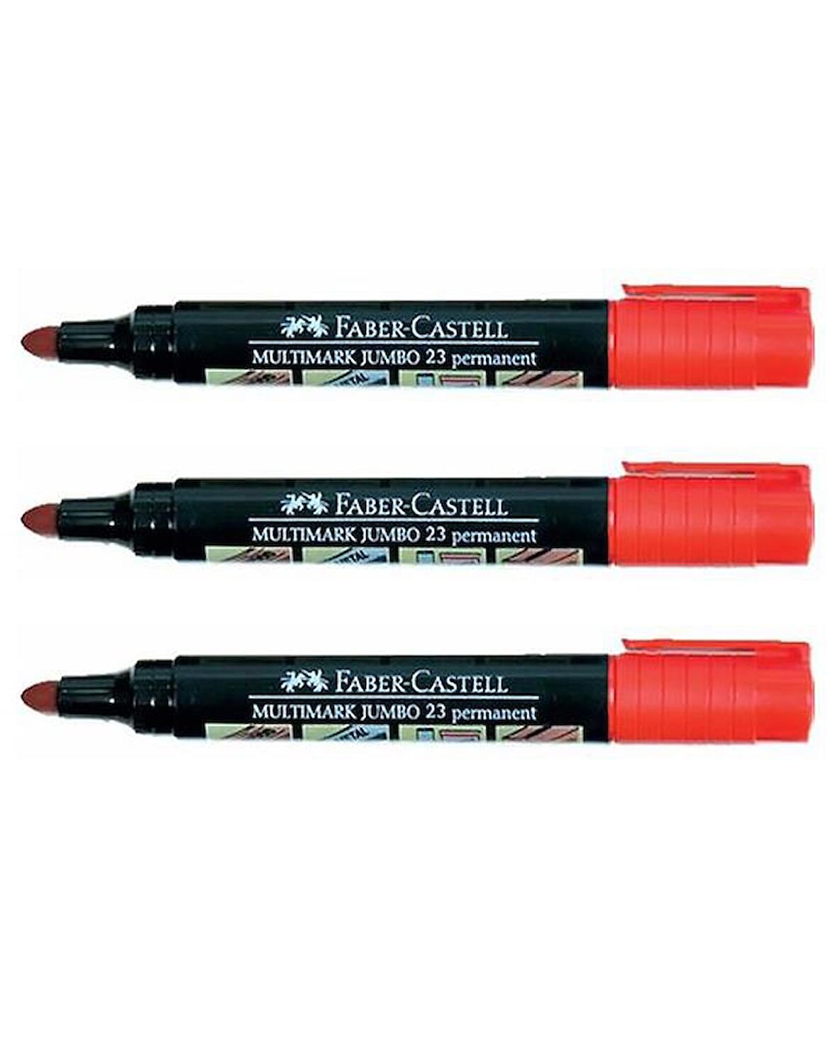 Faber-Castell Markör Permanent Jumbo Kırmızı Kalem 3'lü