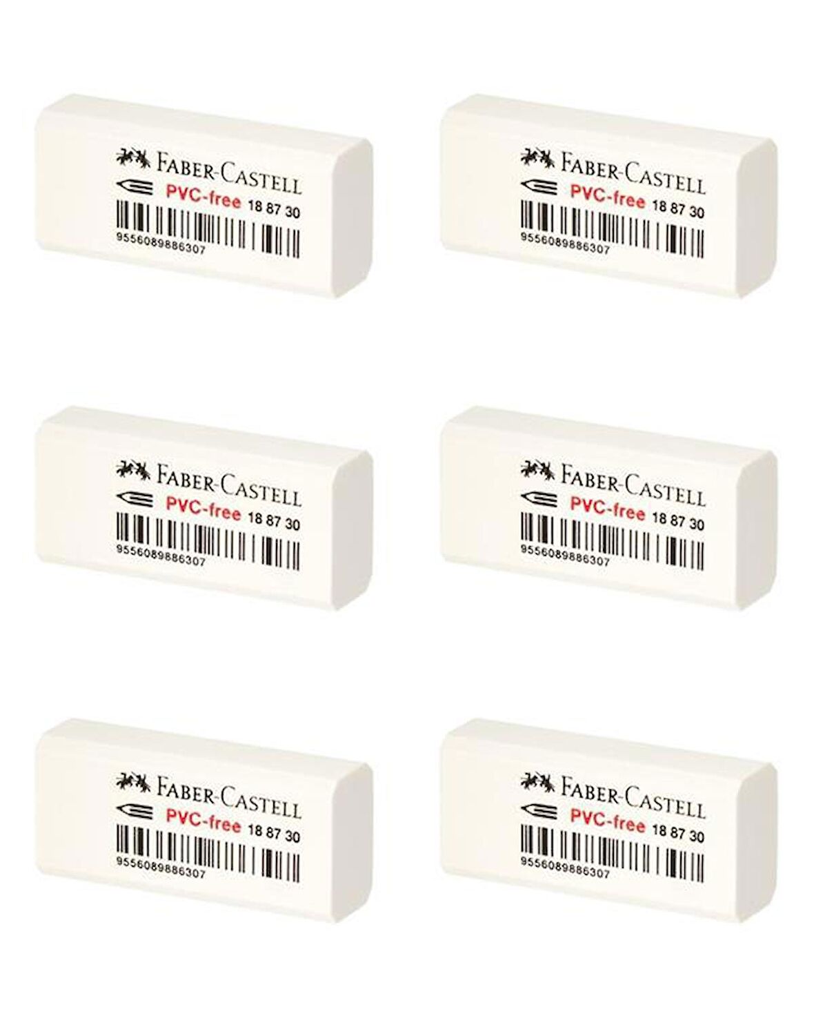 Faber Castell PVC Free Küçük Beyaz Silgi 6 lı 188730