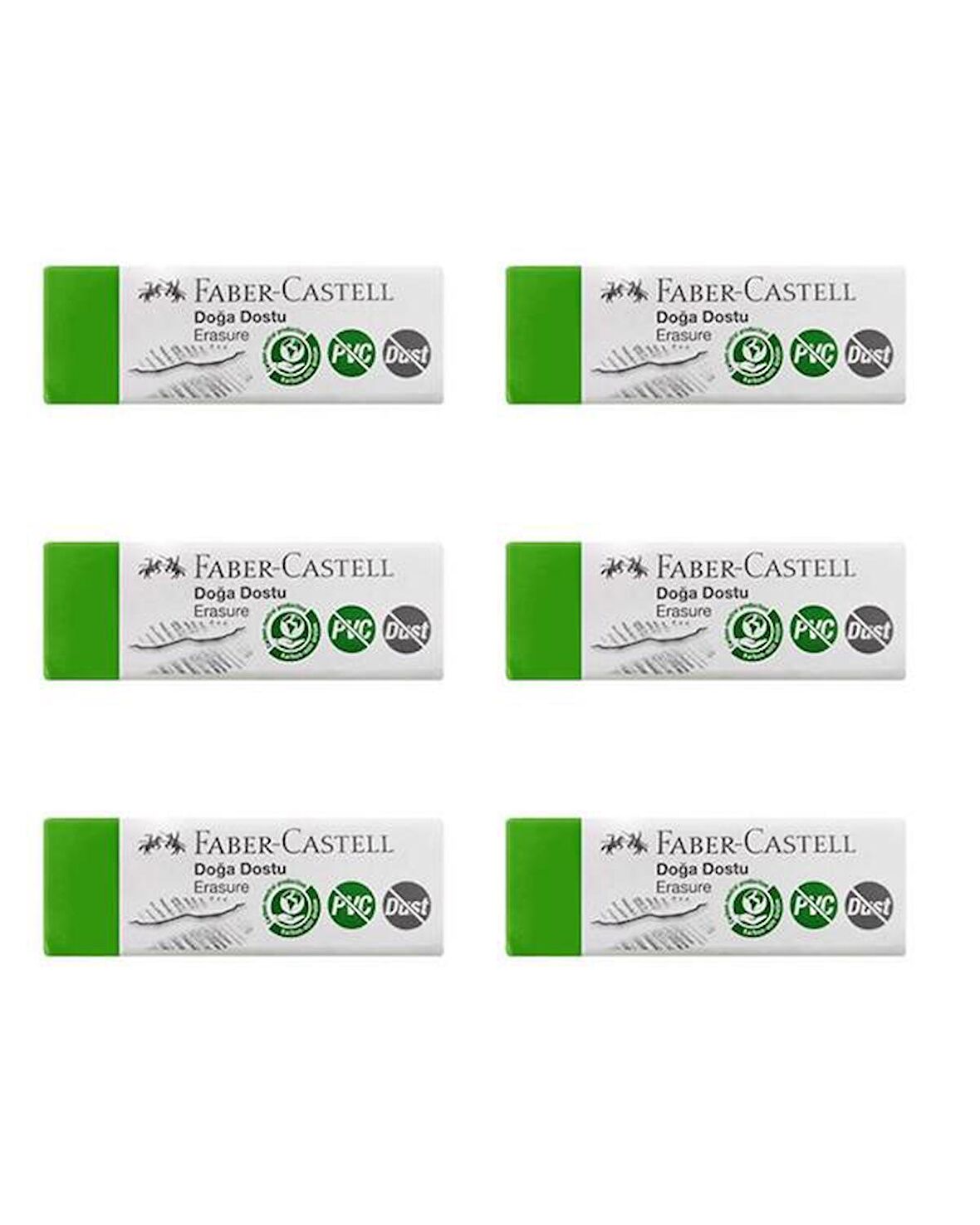 Faber Castell Doğa Dostu Büyük Silgi Dust Free PVC Free 6 lı 187254