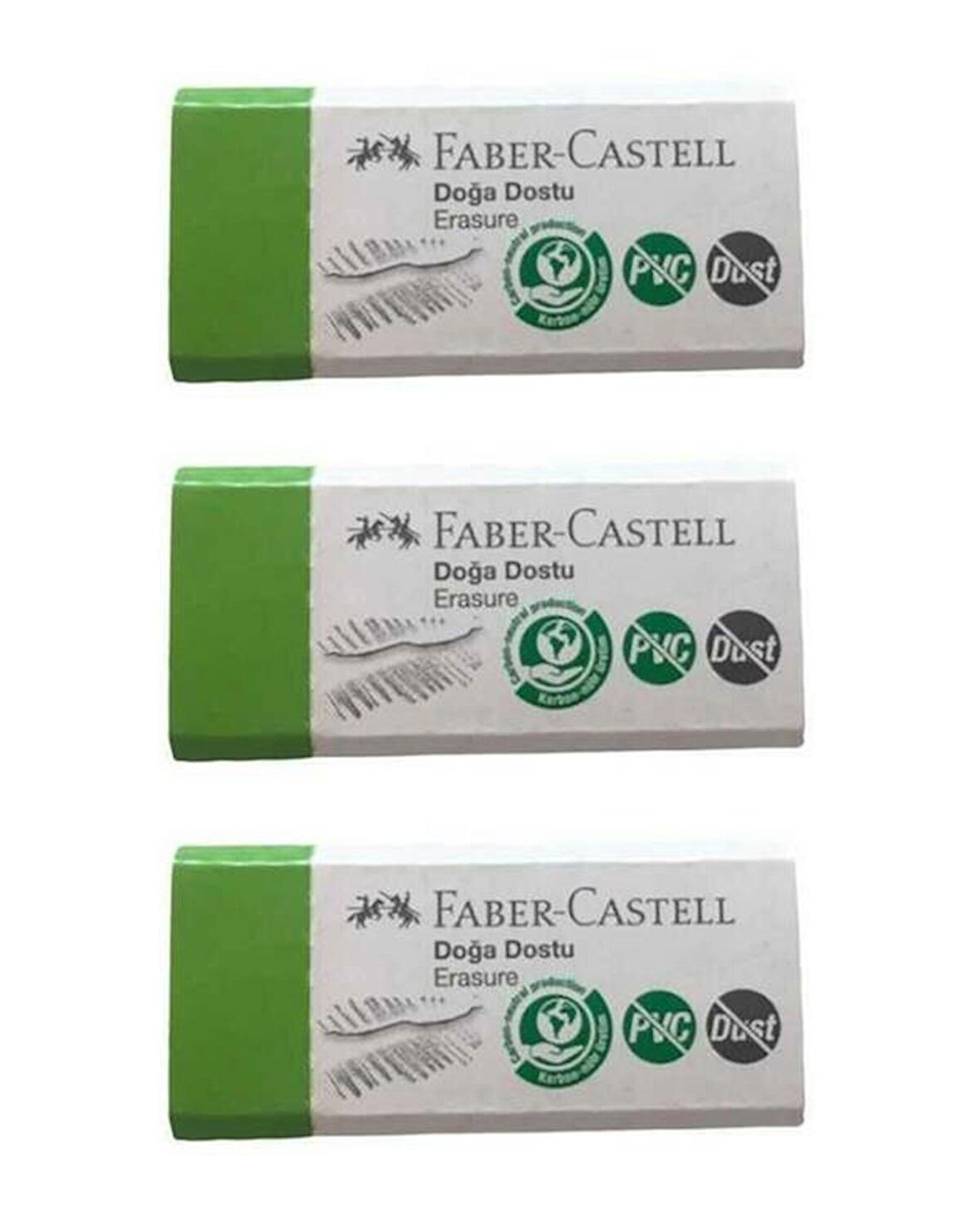 Faber Castell Doğa Dostu Küçük Silgi Dust Free PVC Free 3 lü 187354