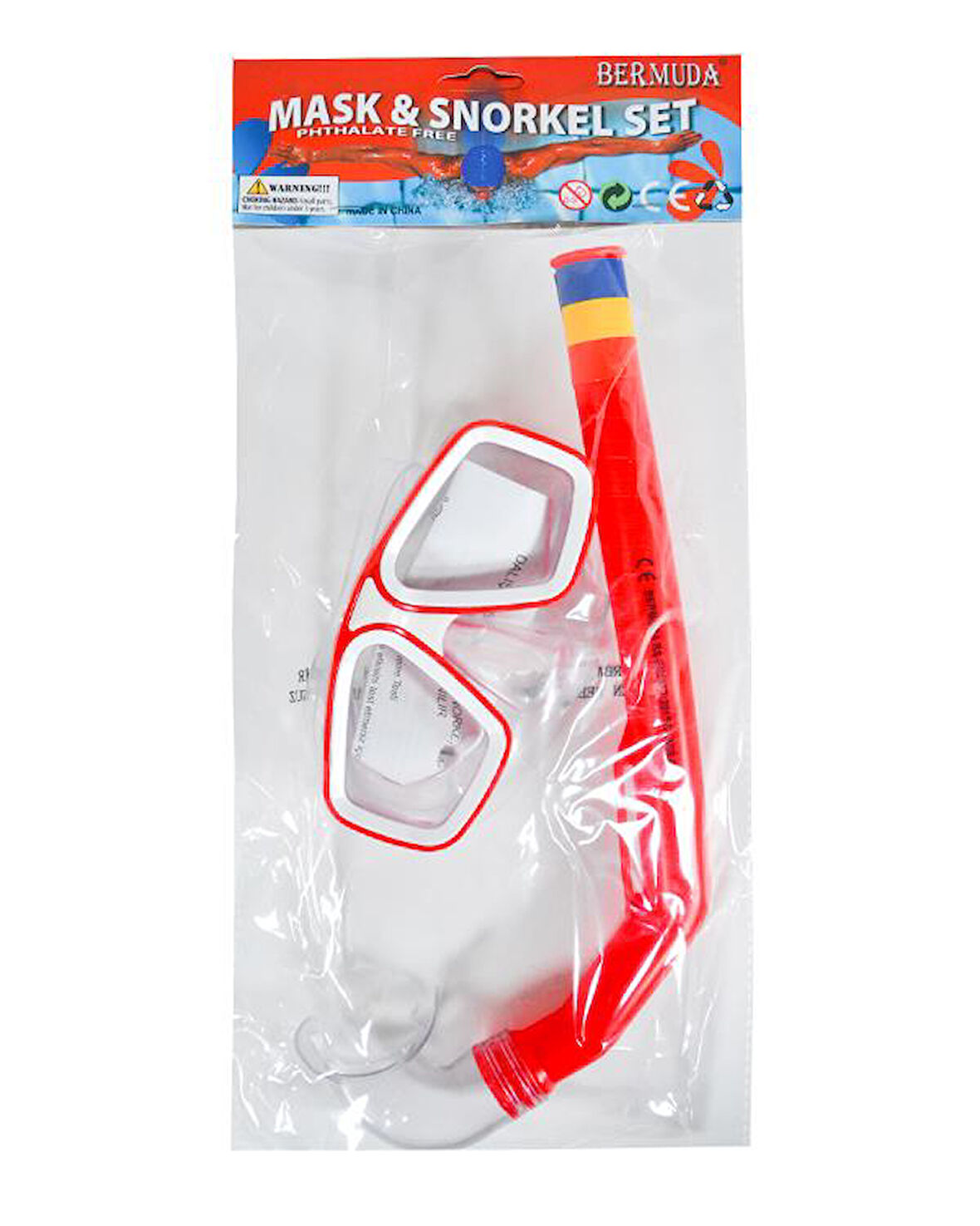 Bermuda Dalış Maskesi ve Şnorkel Seti Kırmızı SP4449