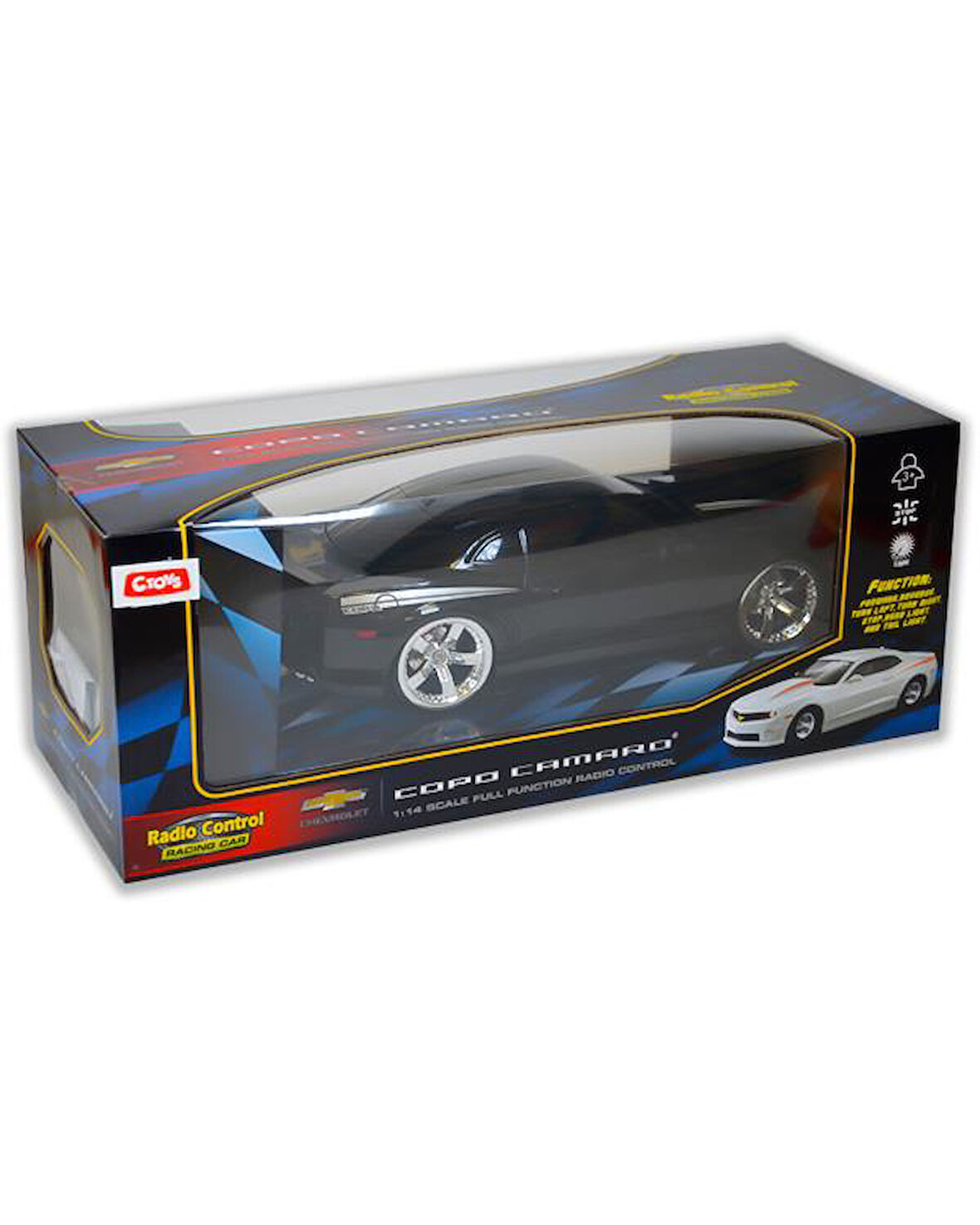 Ctoys 1:14 Ölçekli Chevrolet Copo Camaro Işıklı Uzaktan Kumandalı Araba Siyah 1402B