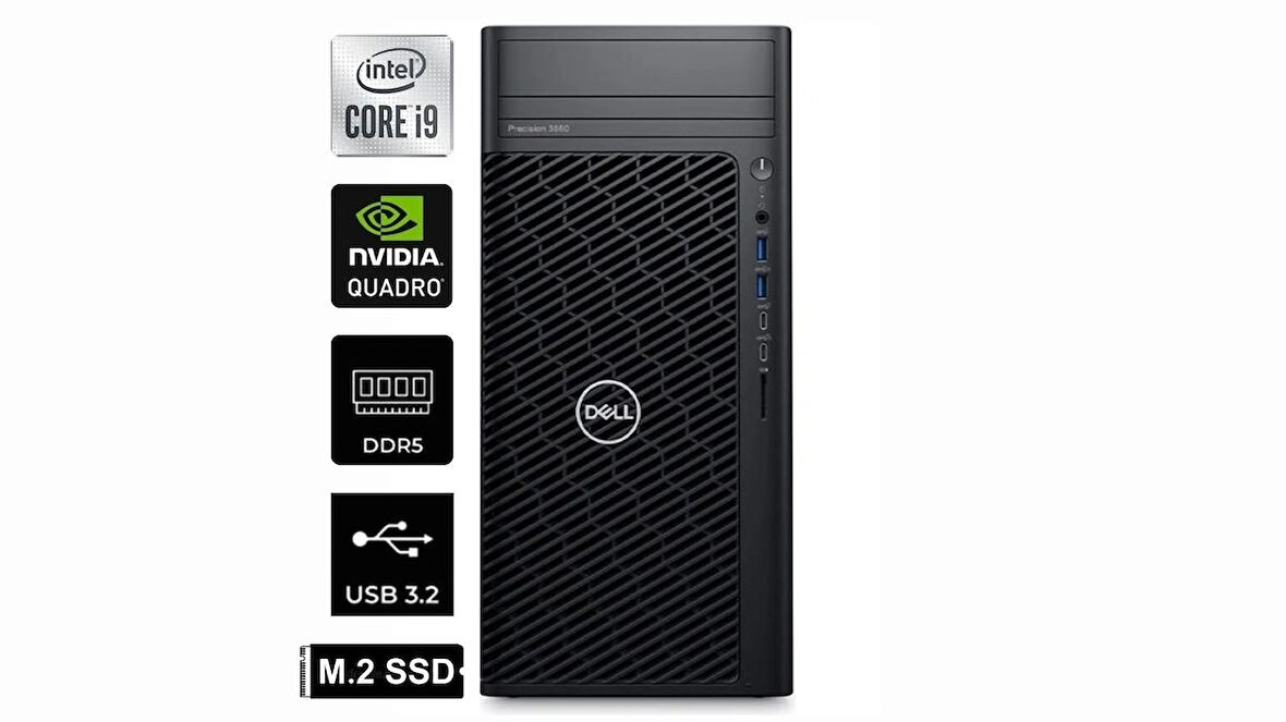 Dell Precision 3680 İ9 14900K 3680-K098 128GB 4TB Quadro T1000 8GB GDDR6 W11Pro Tower İş İstasyonu