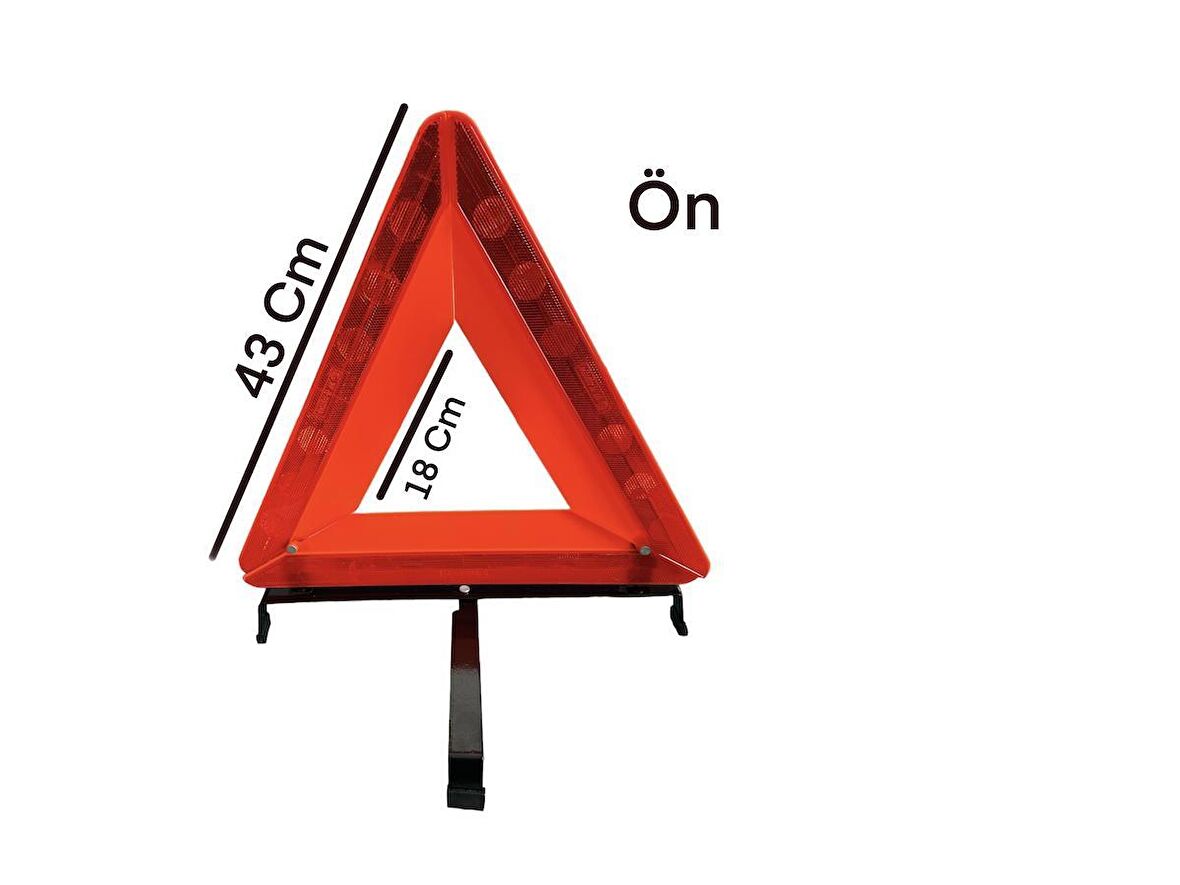 Demir ayaklı E Onaylı Avrupa Standartlarına Uygun Fosforlu Üçgen Reflektör Trafik Reflektörü Kutulu