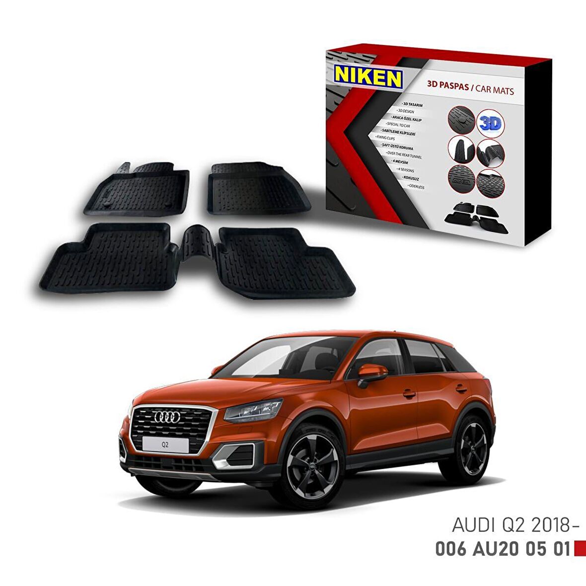 Audi Q2 -2018 için Uyumlu 3D Paspas