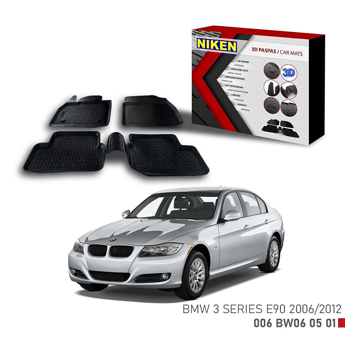 BMW 3 Series için Uyumlu E90 2006-2012- 3D Paspas
