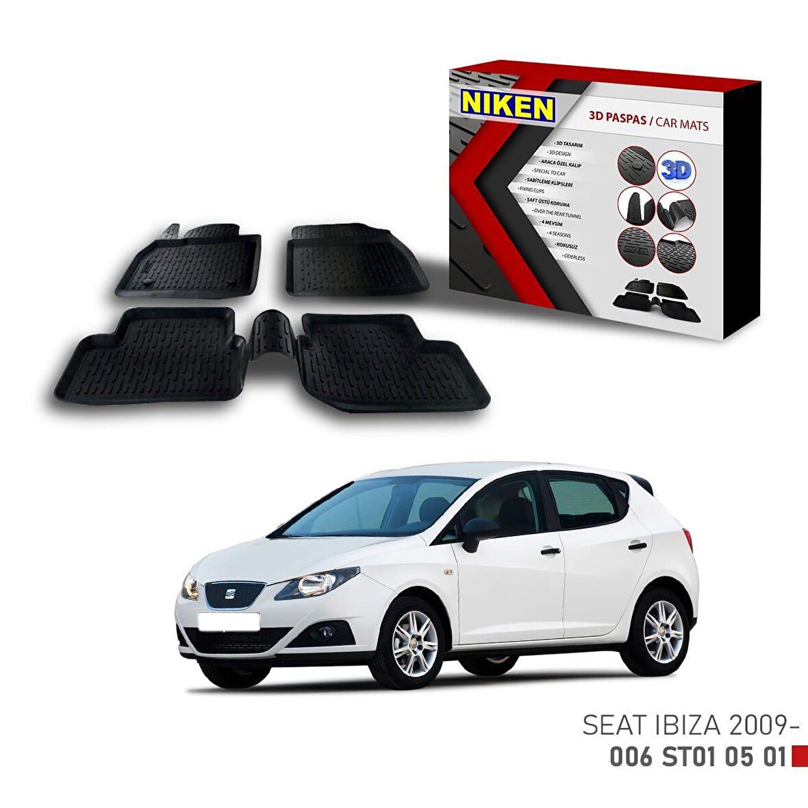 Seat Ibiza -2009 için Uyumlu 3D Paspas