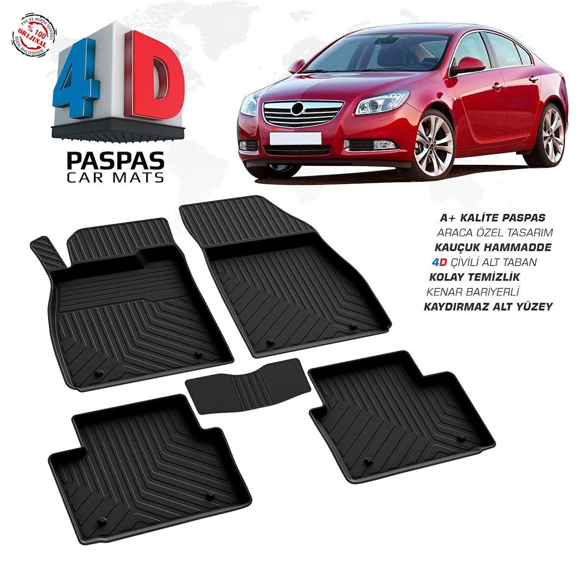 Opel Insignia 4D Araca Özel Havuzlu Kauçuk Paspas 2008-2016