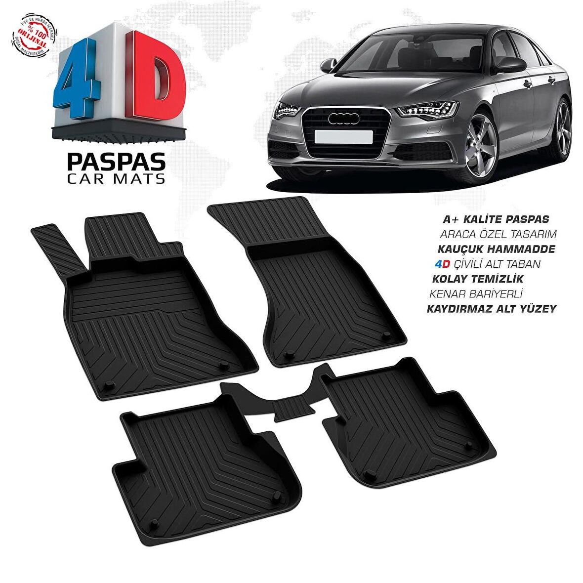 Audi A6 4D Araca Özel Havuzlu Kauçuk Paspas 2011-2018