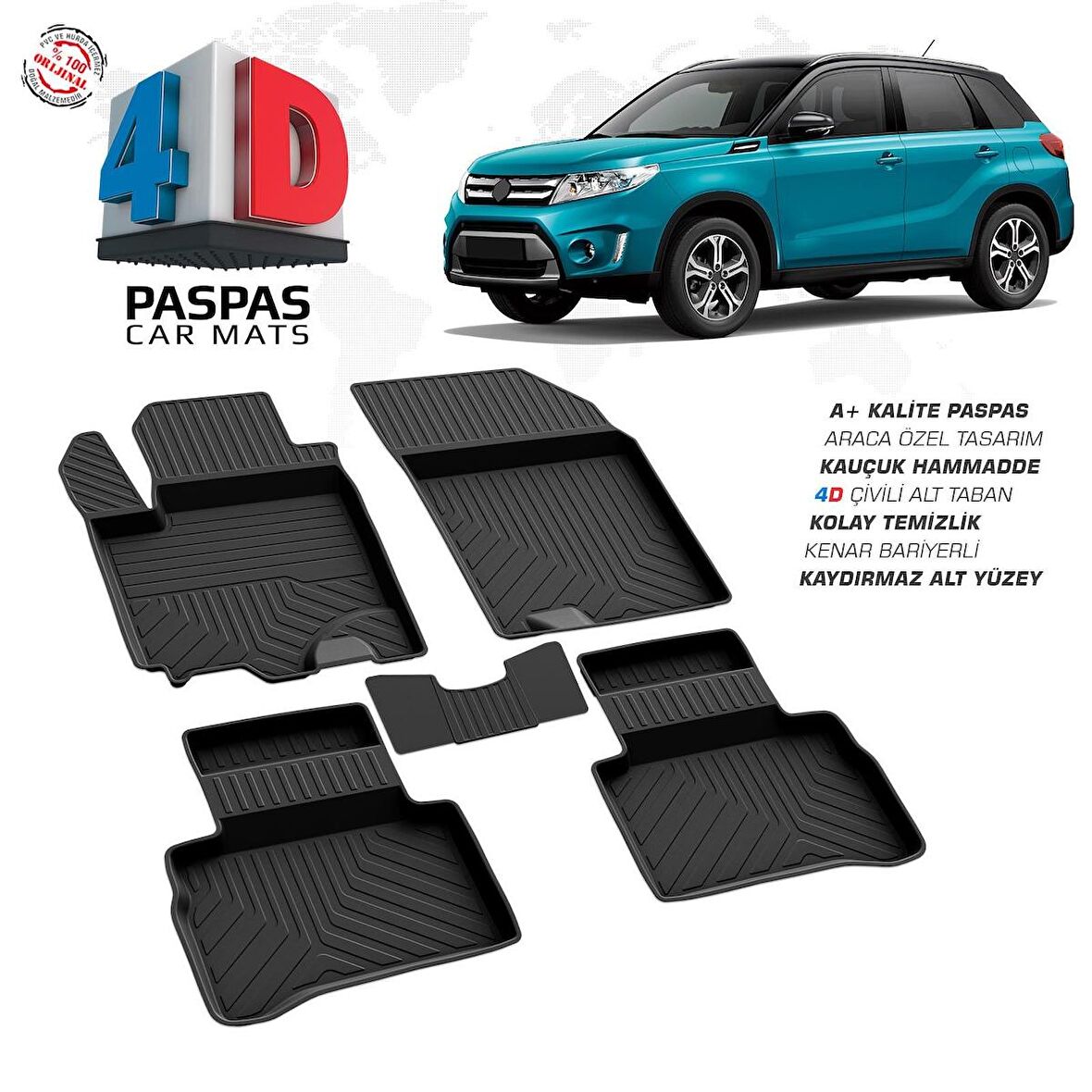 Suzuki Vitara 4D Araca Özel Havuzlu Kauçuk Paspas 2015 ve Üzeri