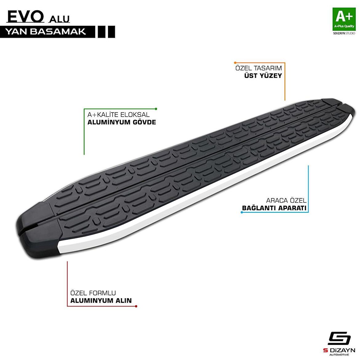 S-Dizayn Opel Combo E Uzun Şase Evo Aluminyum Yan Basamak 213 Cm 2018 Üzeri