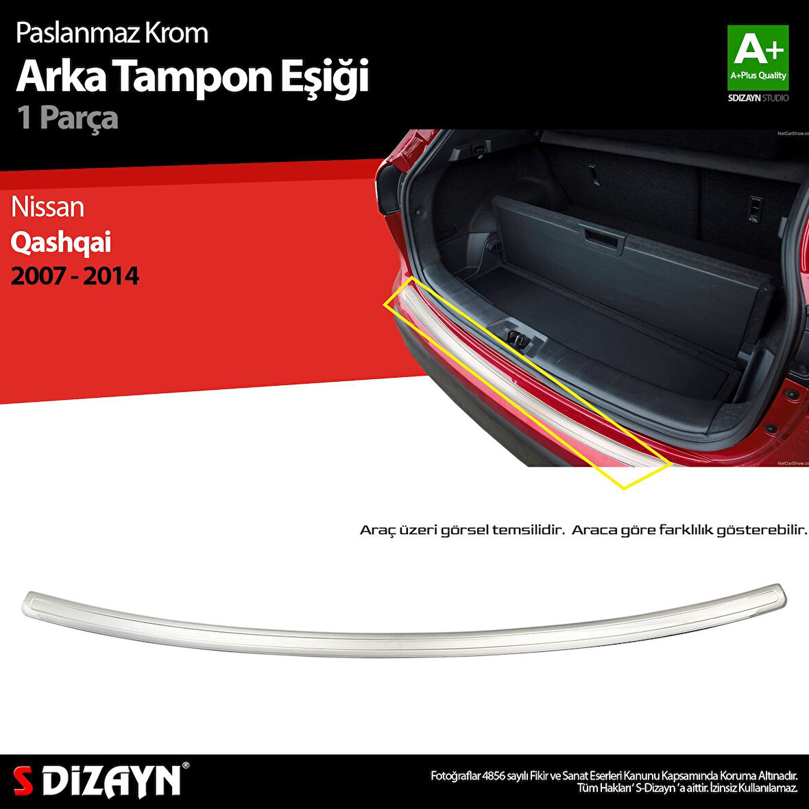 S-Dizayn Nissan Qashqai Krom Arka Tampon Eşiği 2007-2014