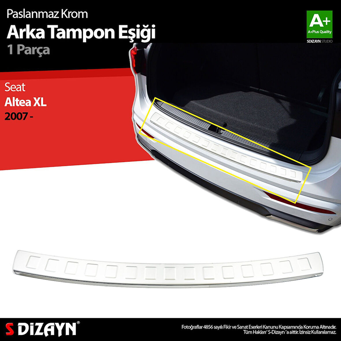 S-Dizayn Seat Altea XL Krom Arka Tampon Eşiği 2007 Üzeri