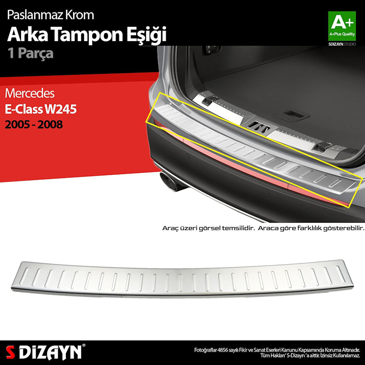 S-Dizayn Mercedes B Class W245 Krom Arka Tampon Eşiği 2005-2008