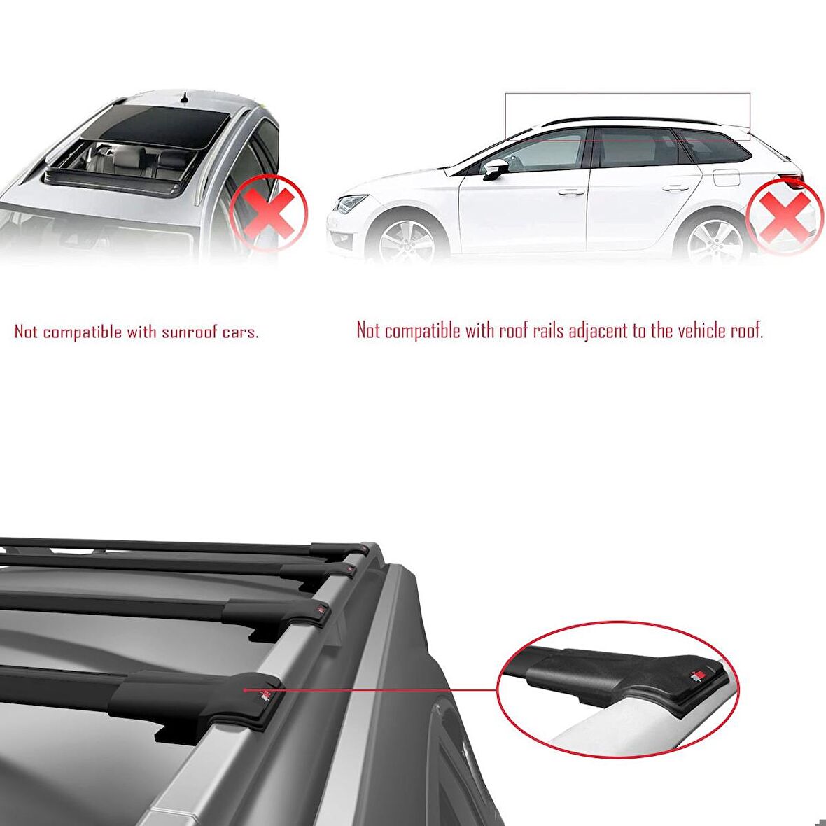 Opel Combo (E) Life PASSENGERVAN 2019-2023 Arası ile uyumlu FLY Model Ara Atkı Tavan Barı SİYAH 4 ADET BAR