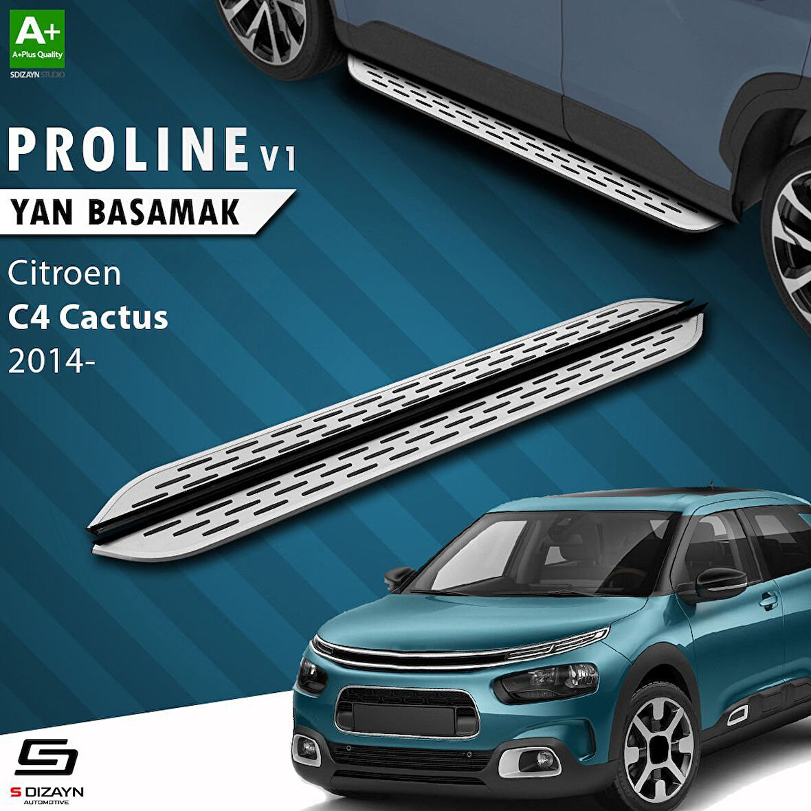 S-Dizayn Citroen C4 Cactus OEM Still Pro V1 Aluminyum Yan Basamak 183 Cm 2014 Üzeri