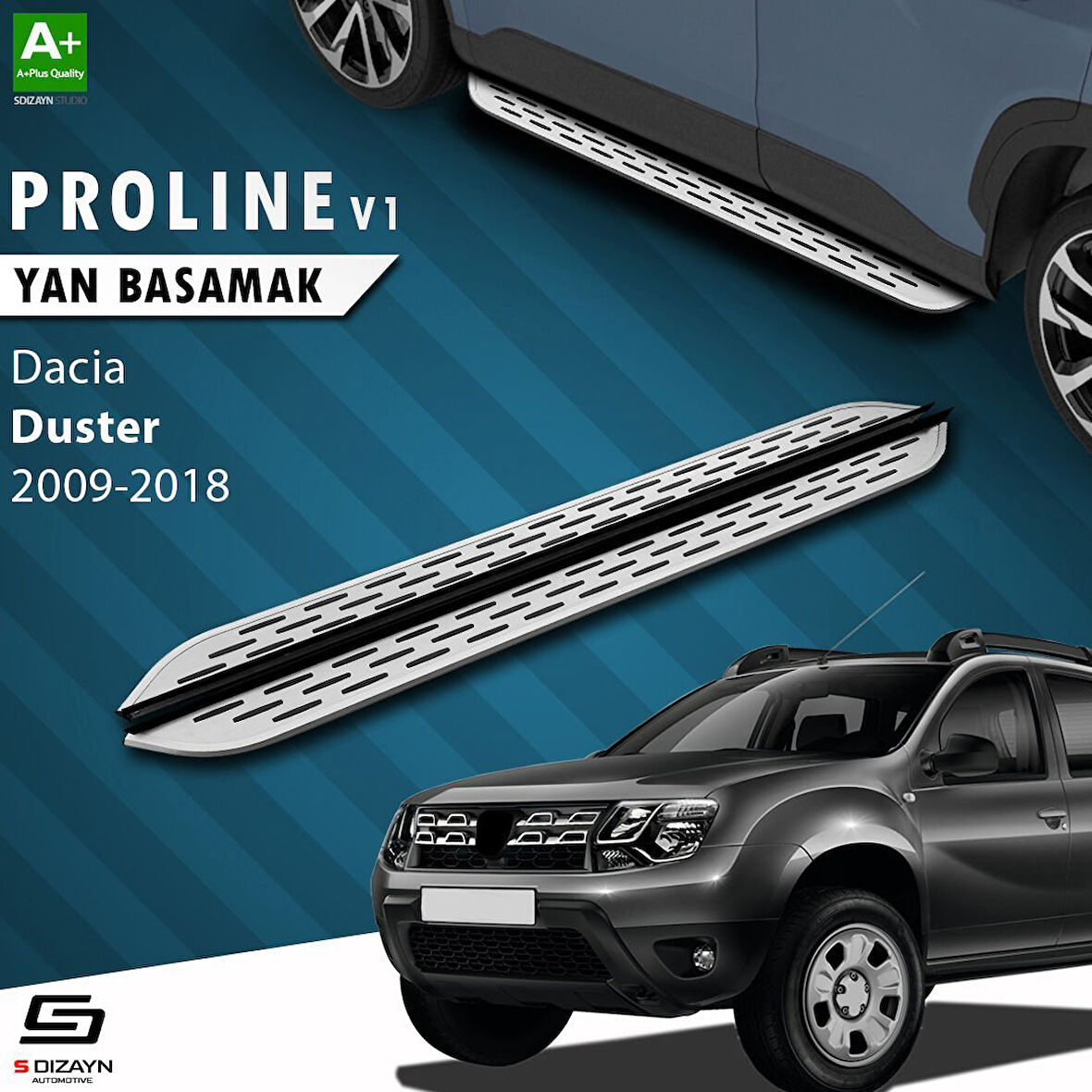 S-Dizayn Dacia Duster OEM Still Pro V1 Aluminyum Yan Basamak 173 Cm 2009-2018