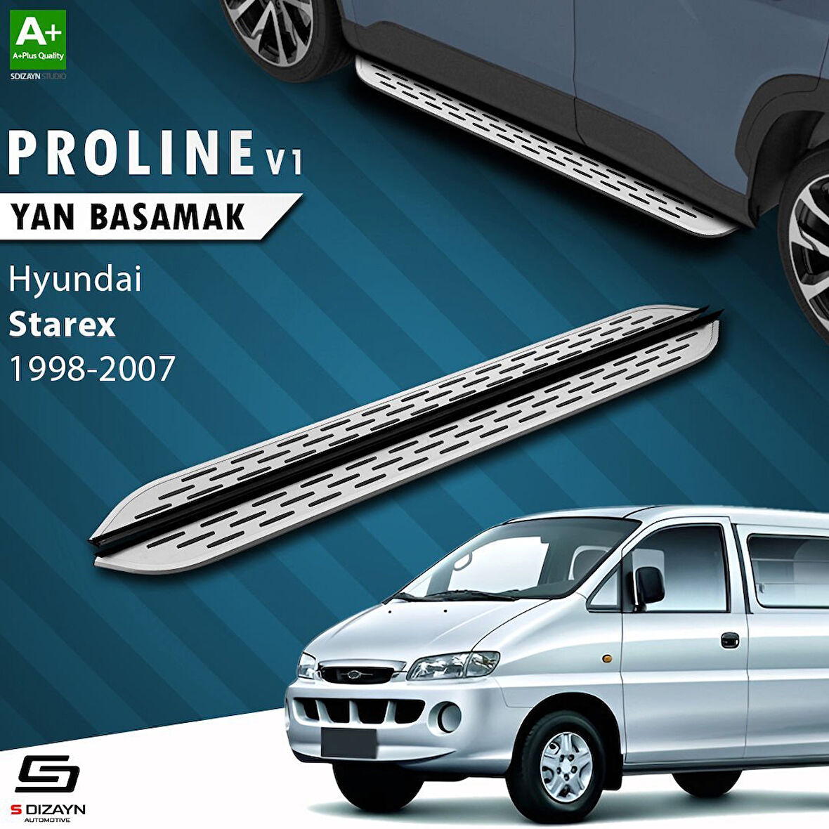 S-Dizayn Hyundai H-1 Starex OEM Still Pro V1 Aluminyum Yan Basamak 193 Cm 1998-2007