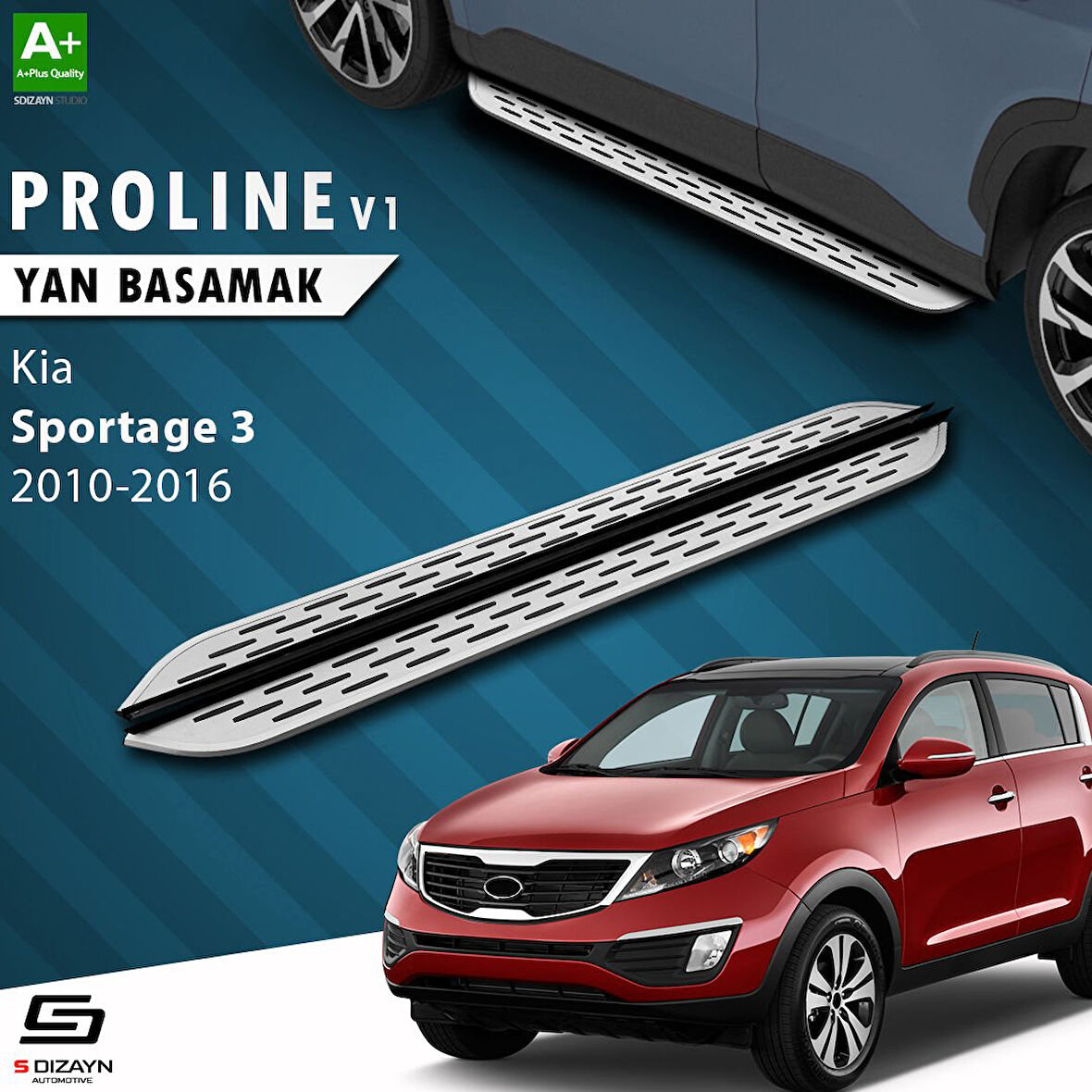 S-Dizayn Kia Sportage 3 OEM Still Pro V1 Aluminyum Yan Basamak 173 Cm 2010-2014