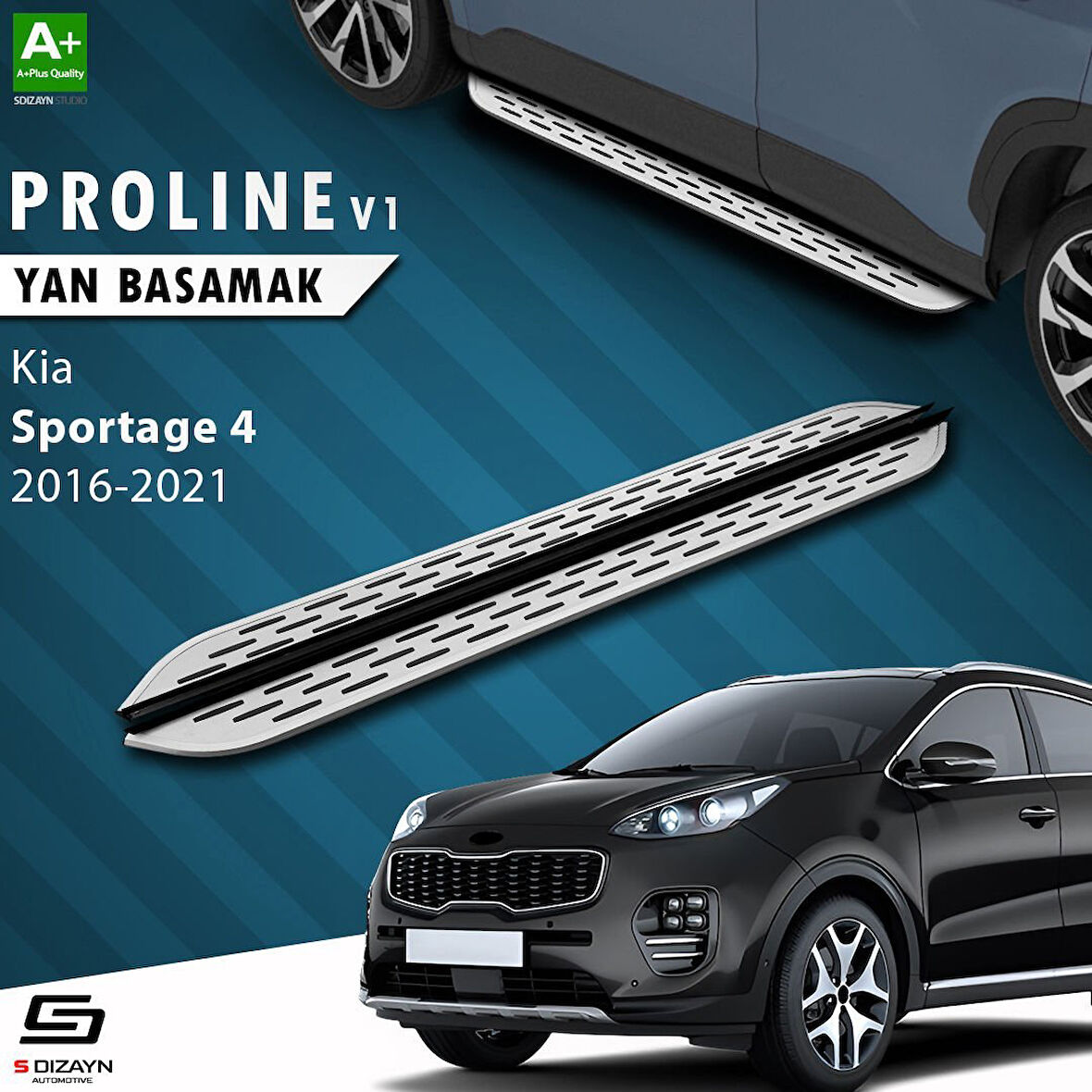 S-Dizayn Kia Sportage 4 OEM Still Pro V1 Aluminyum Yan Basamak 173 Cm 2016-2021