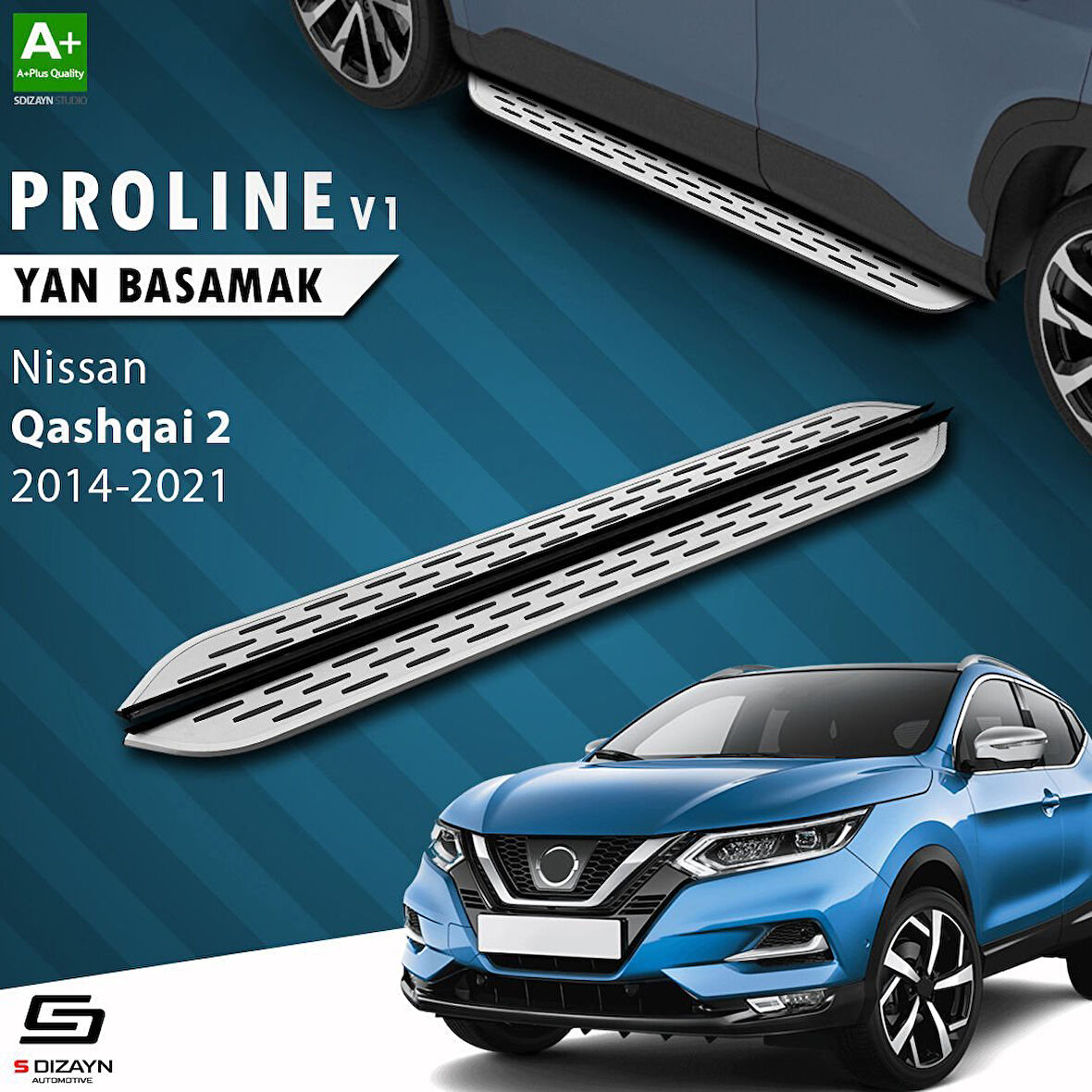 S-Dizayn Nissan Qashqai 2 OEM Still Pro V1 Aluminyum Yan Basamak 173 Cm 2014-2021