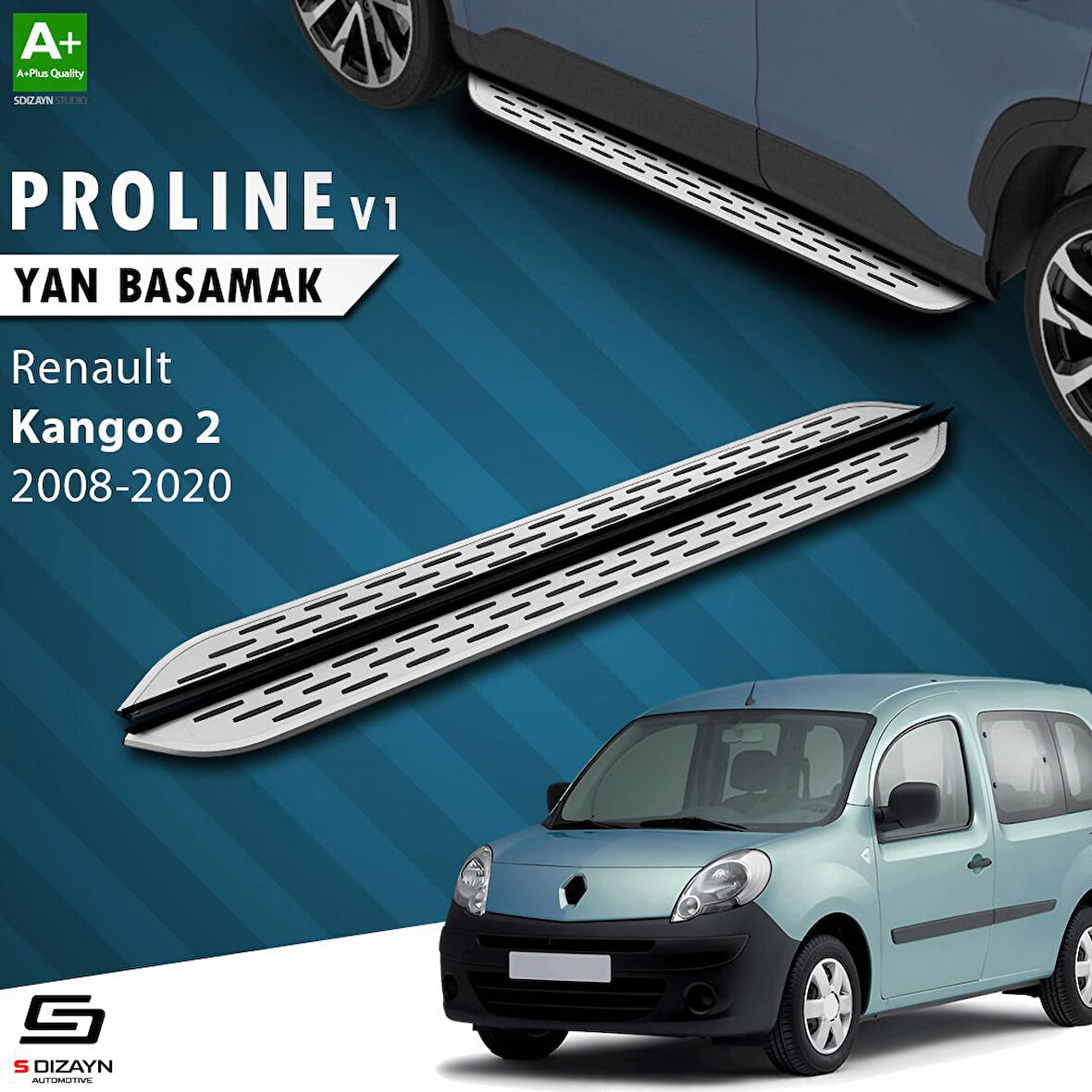 S-Dizayn Renault Kangoo 2 OEM Still Pro V1 Aluminyum Yan Basamak 193 Cm 2008-2020