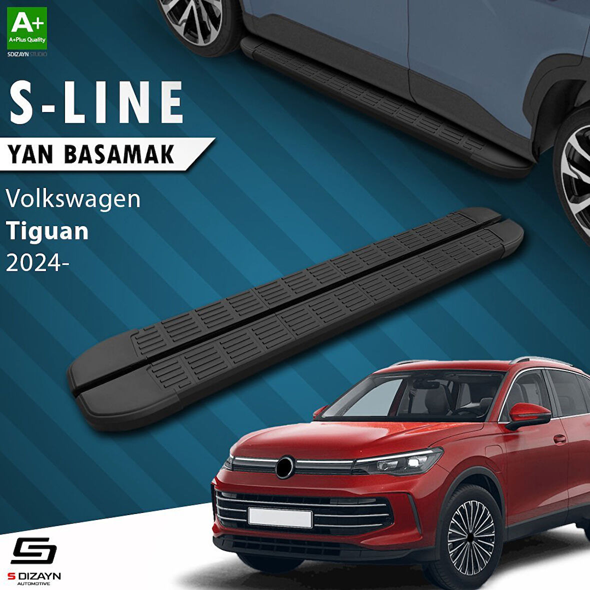 S-Dizayn VW Tiguan 3 S-Line Siyah Yan Basamak 183 Cm 2024 Üzeri