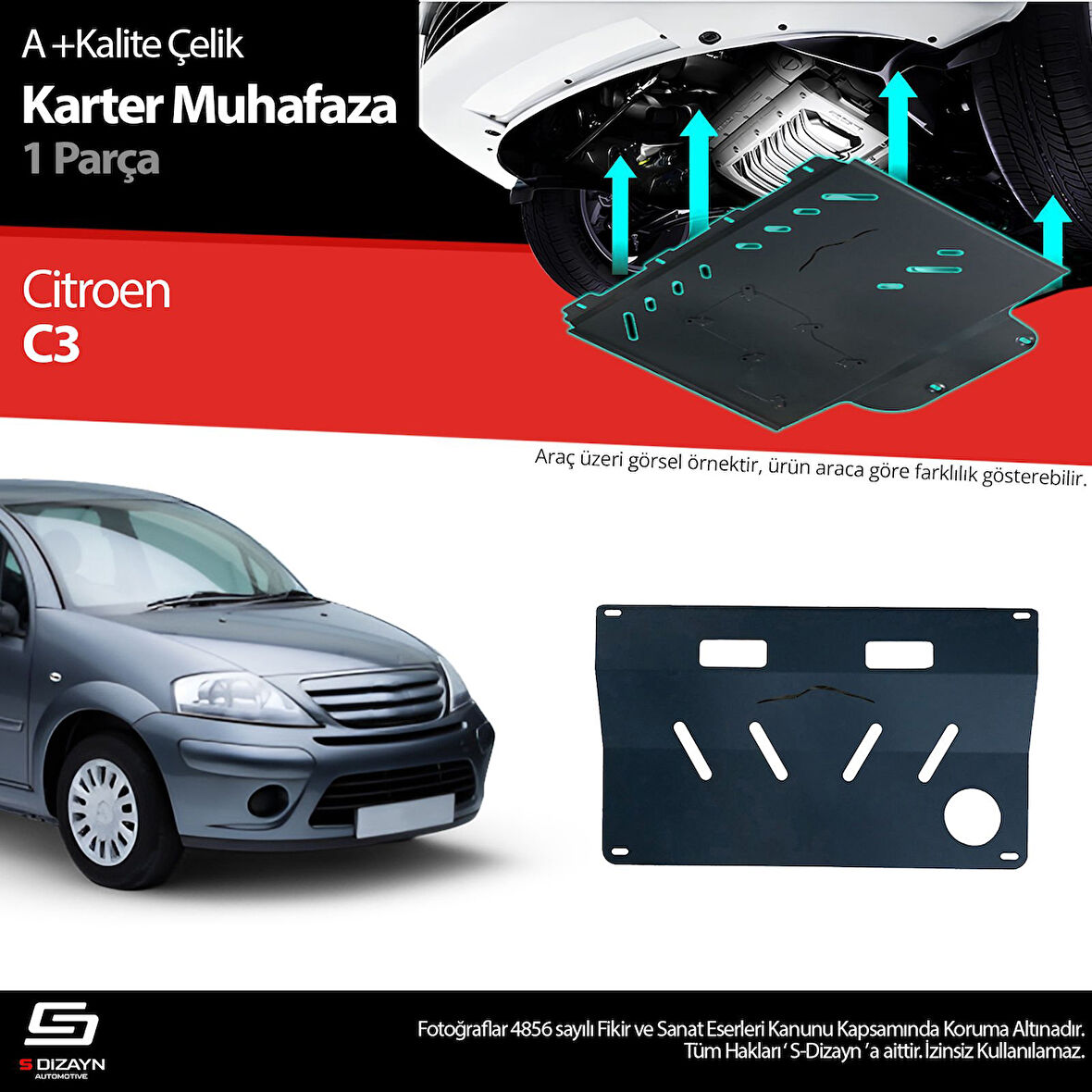 S-Dizayn Citroen C3 Çelik Karter Muhafaza 2002-2008 A+ Kalite