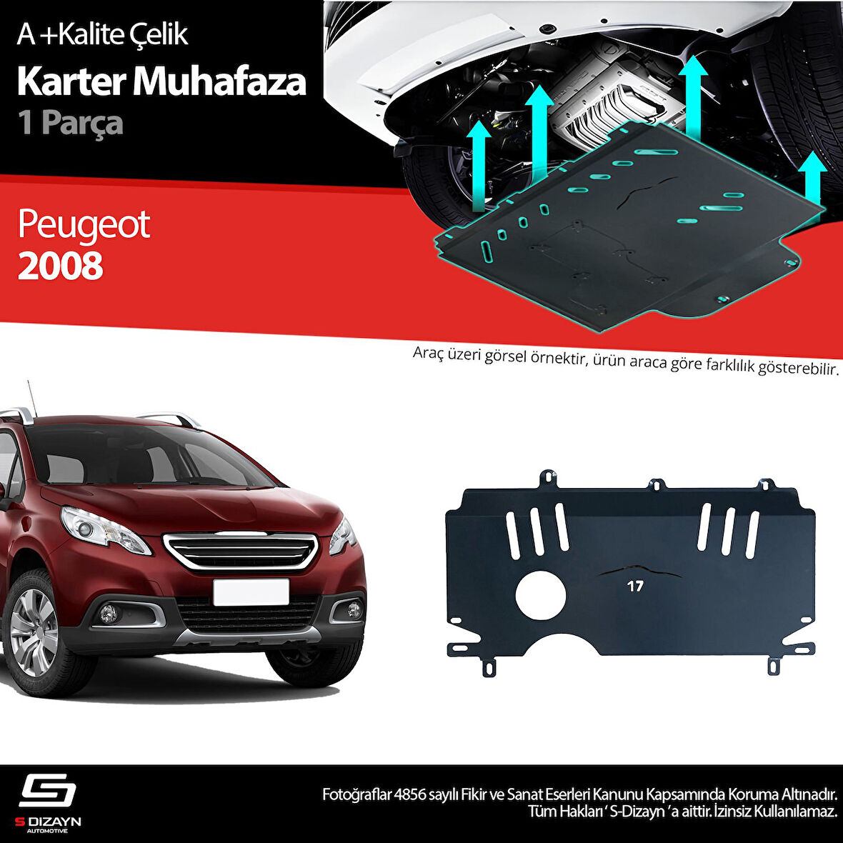 S-Dizayn Peugeot 2008 Çelik Karter Muhafaza 2013-2019 A+ Kalite